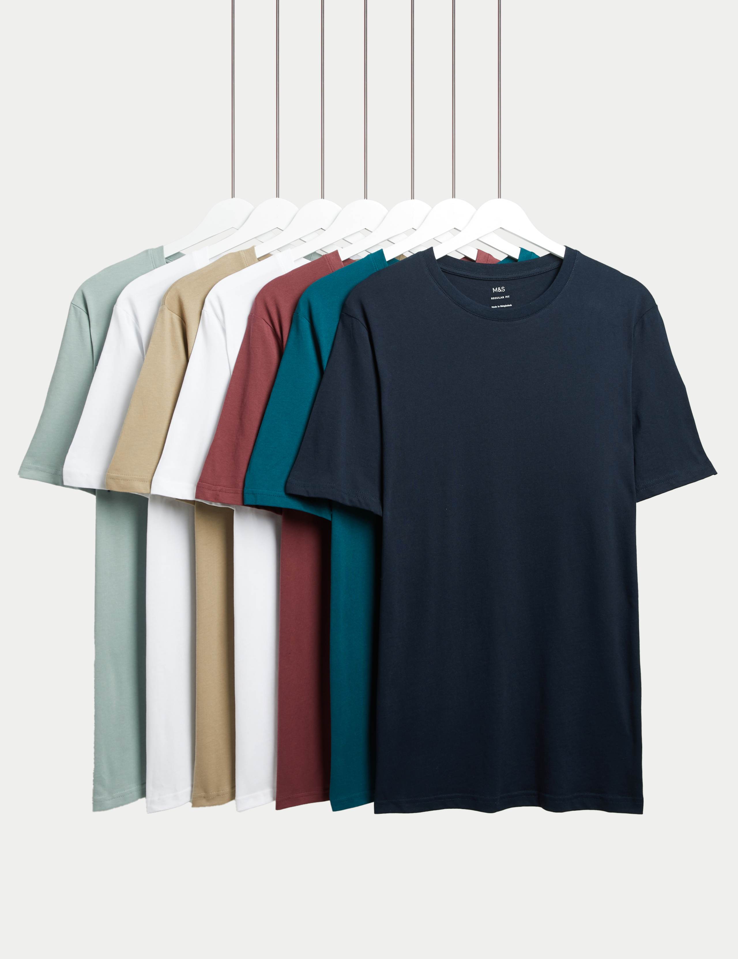 7 Pack Pure Cotton Crew Neck T-Shirts 1 of 5