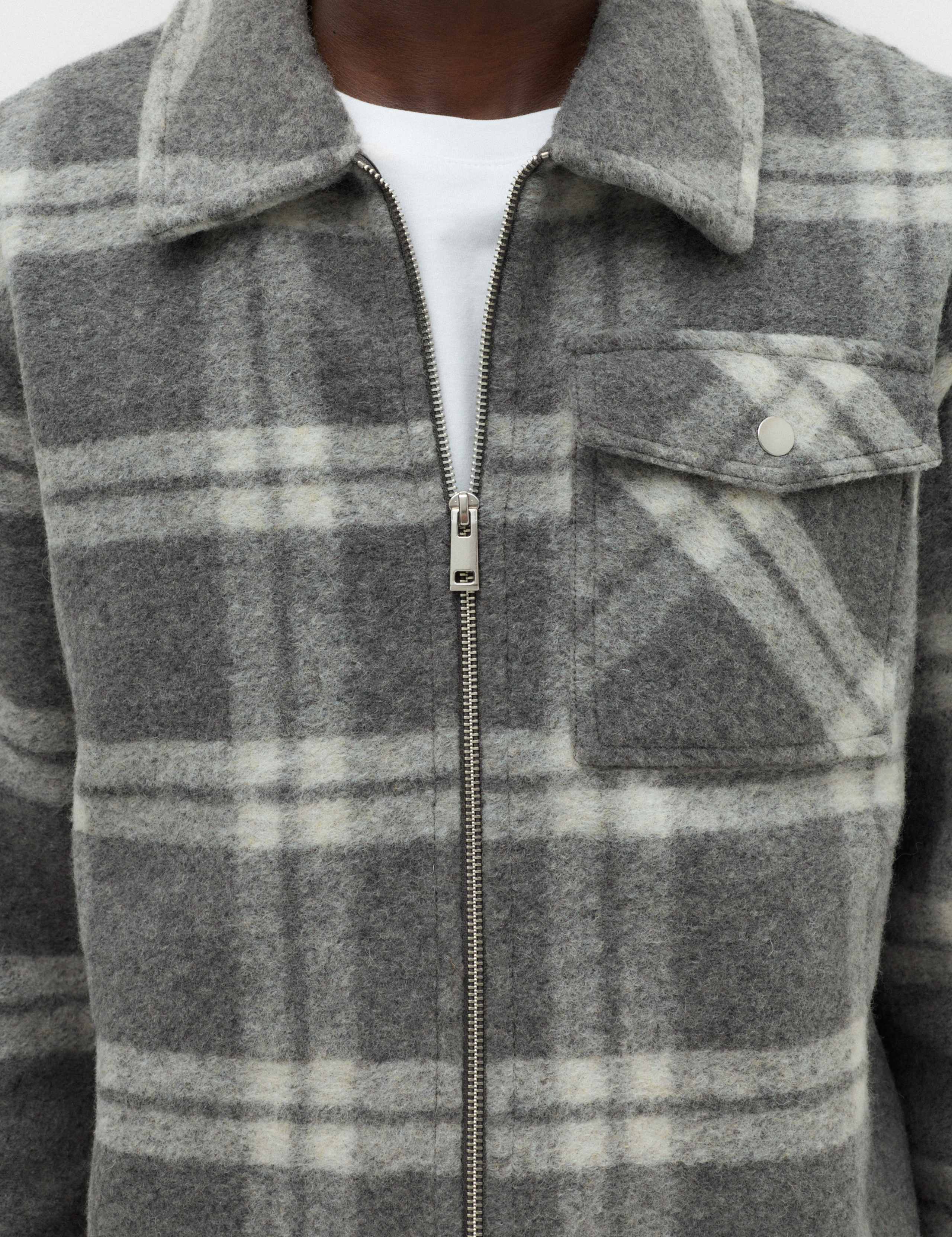 Wool Blend Fleece Check Overshirt 3 of 6