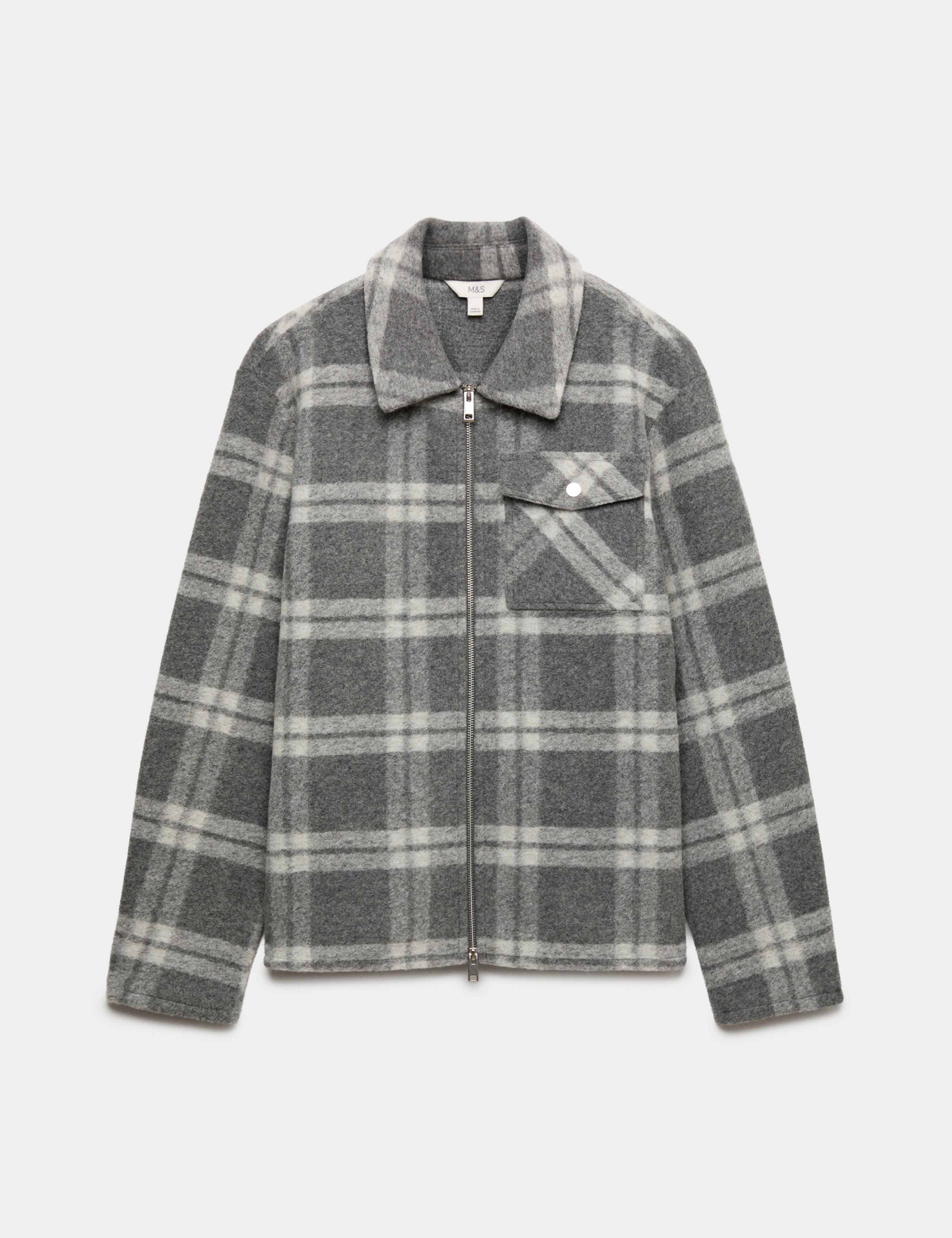 Wool Blend Fleece Check Overshirt 2 of 6