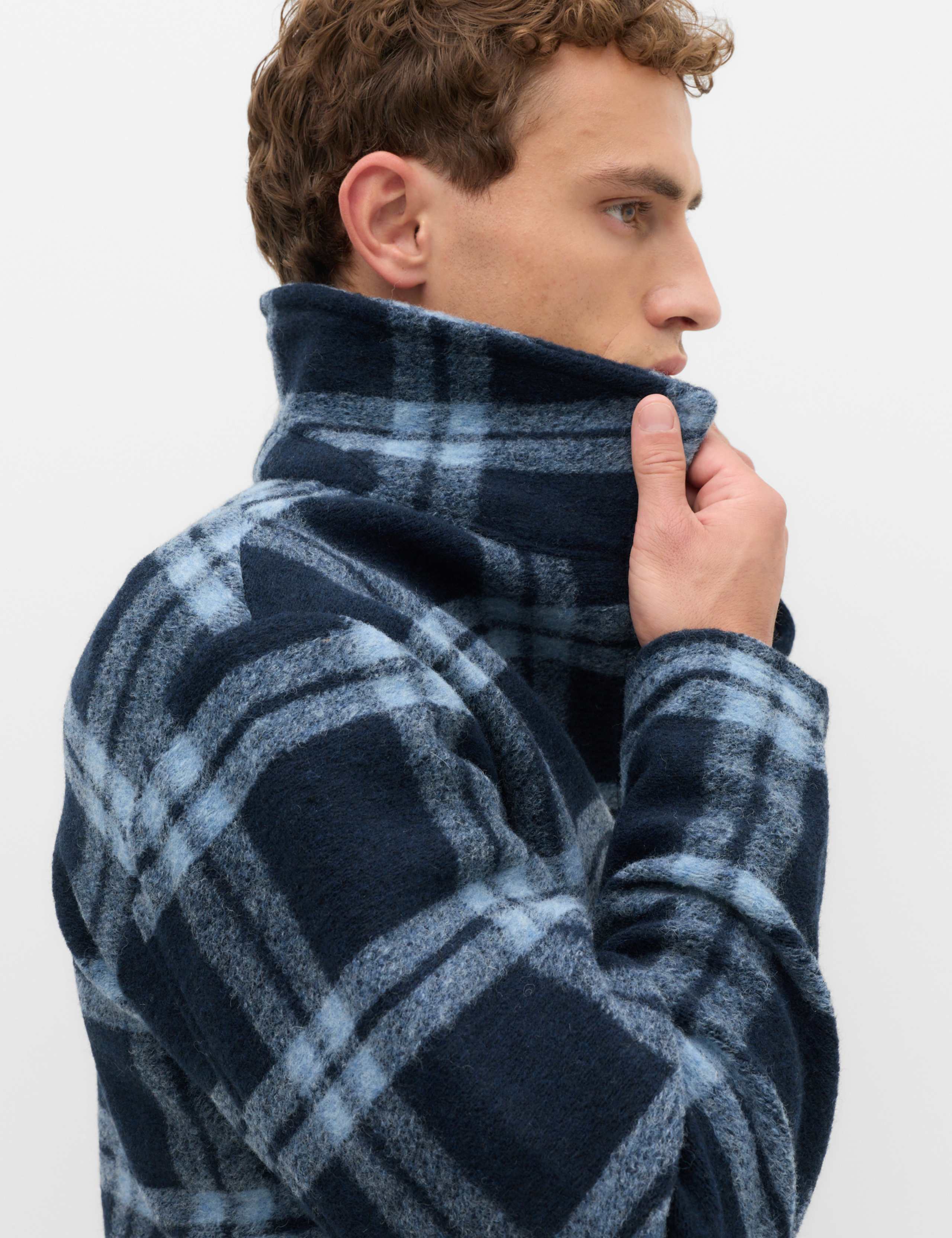Wool Blend Fleece Check Overshirt 3 of 6