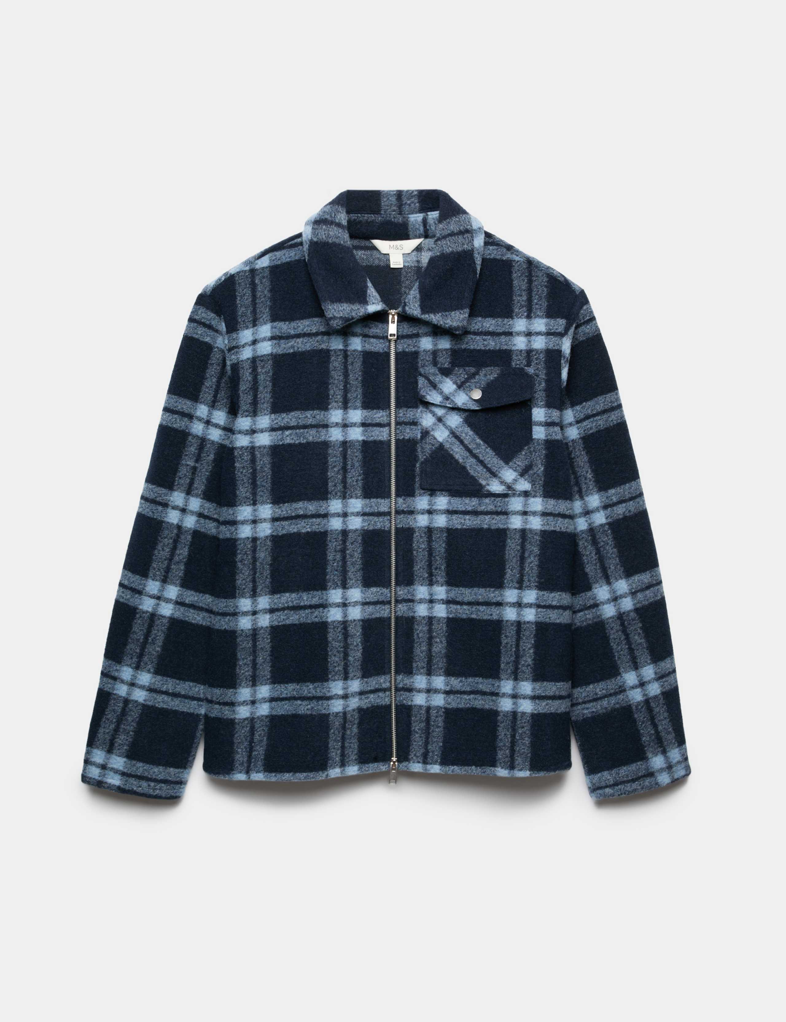 Wool Blend Fleece Check Overshirt 2 of 6