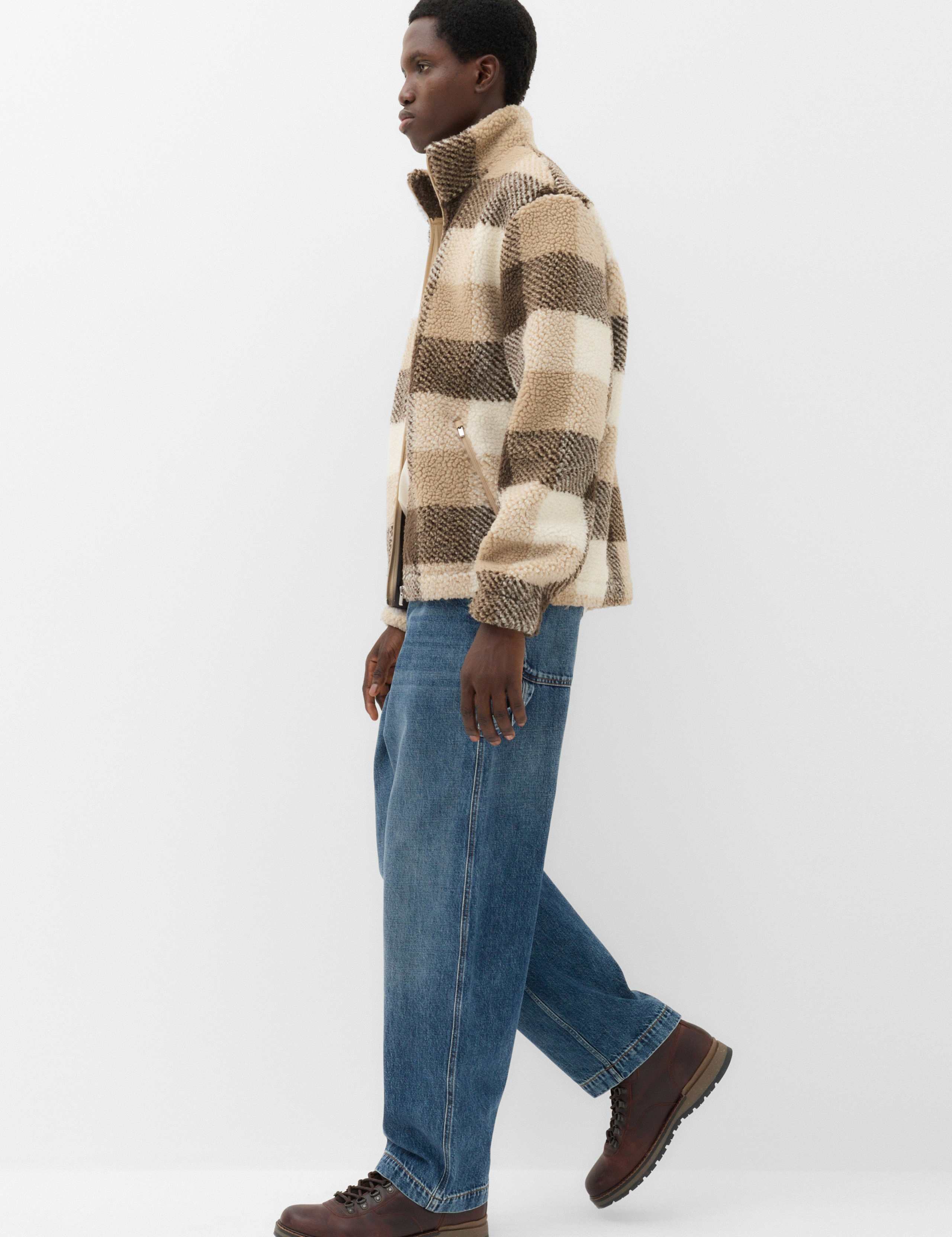 Checked Funnel Neck Zip Up Fleece 5 of 6