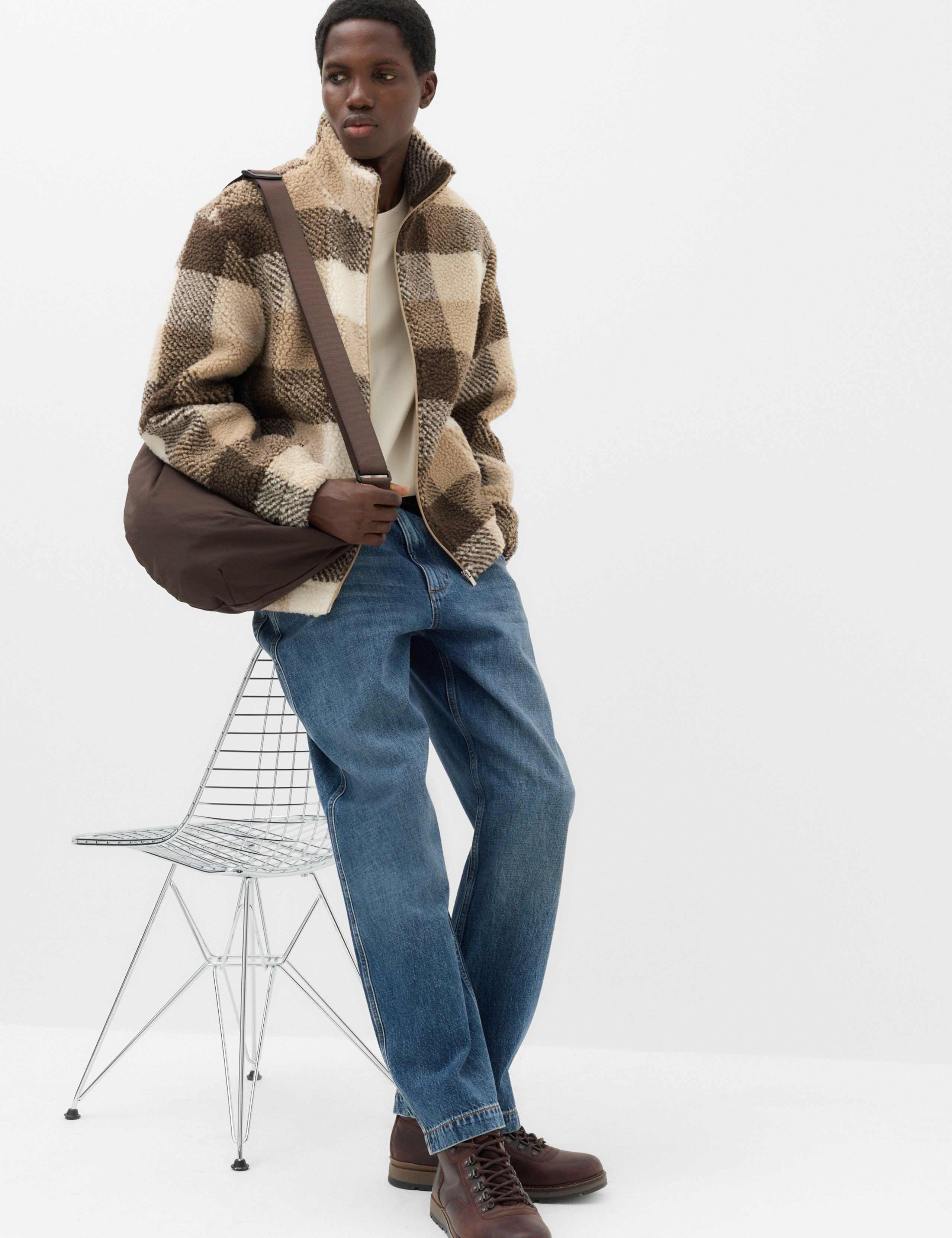 Checked Funnel Neck Zip Up Fleece 6 of 6