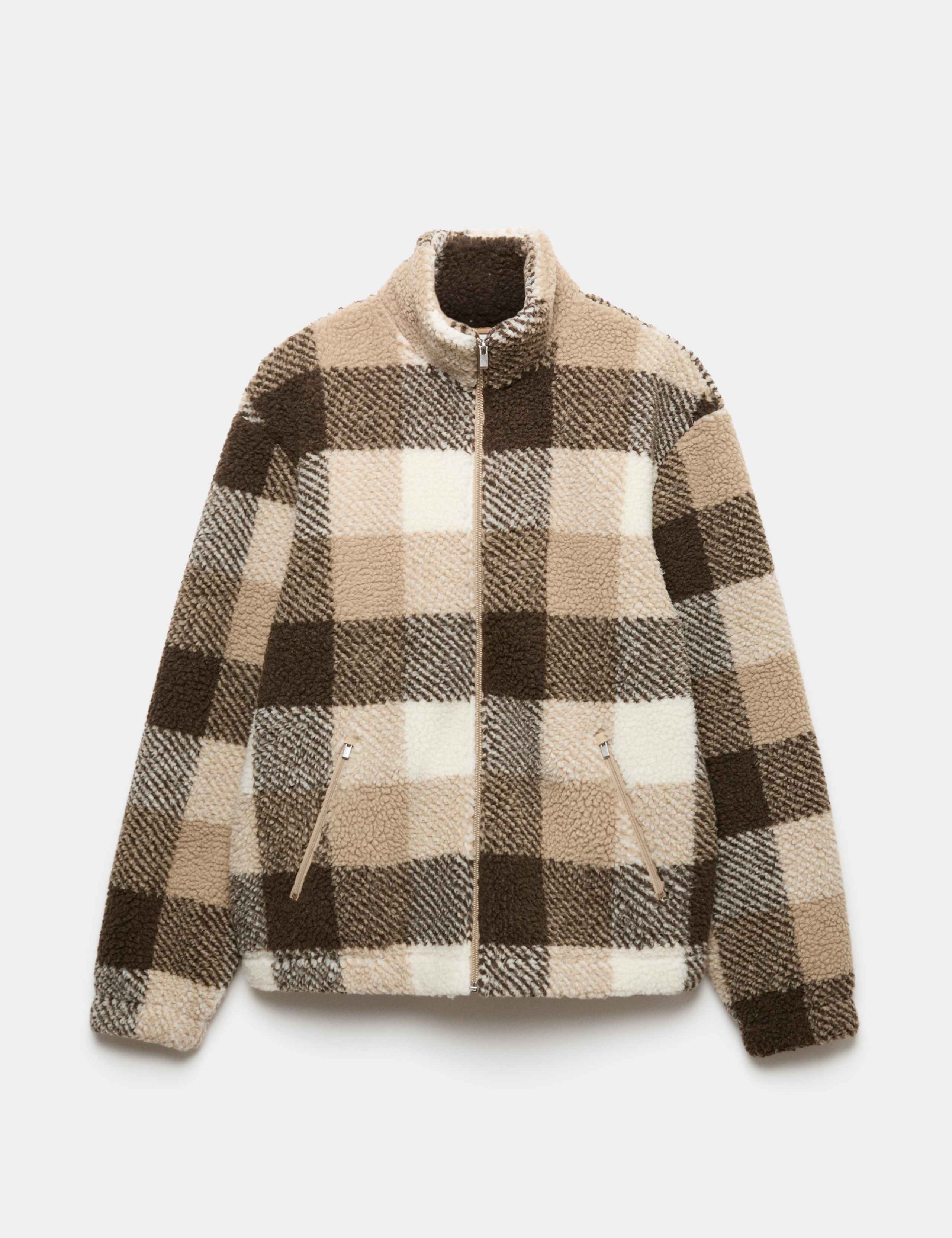 Checked Funnel Neck Zip Up Fleece 2 of 6
