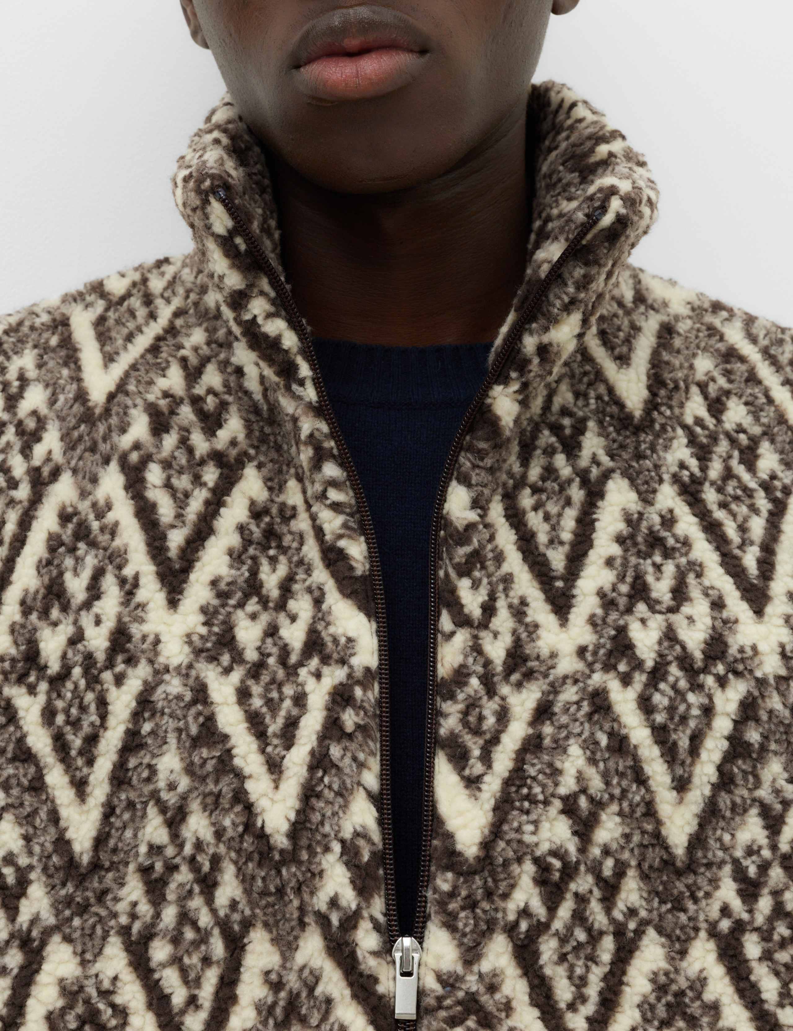 Fair Isle Funnel Neck Fleece Jacket 3 of 6