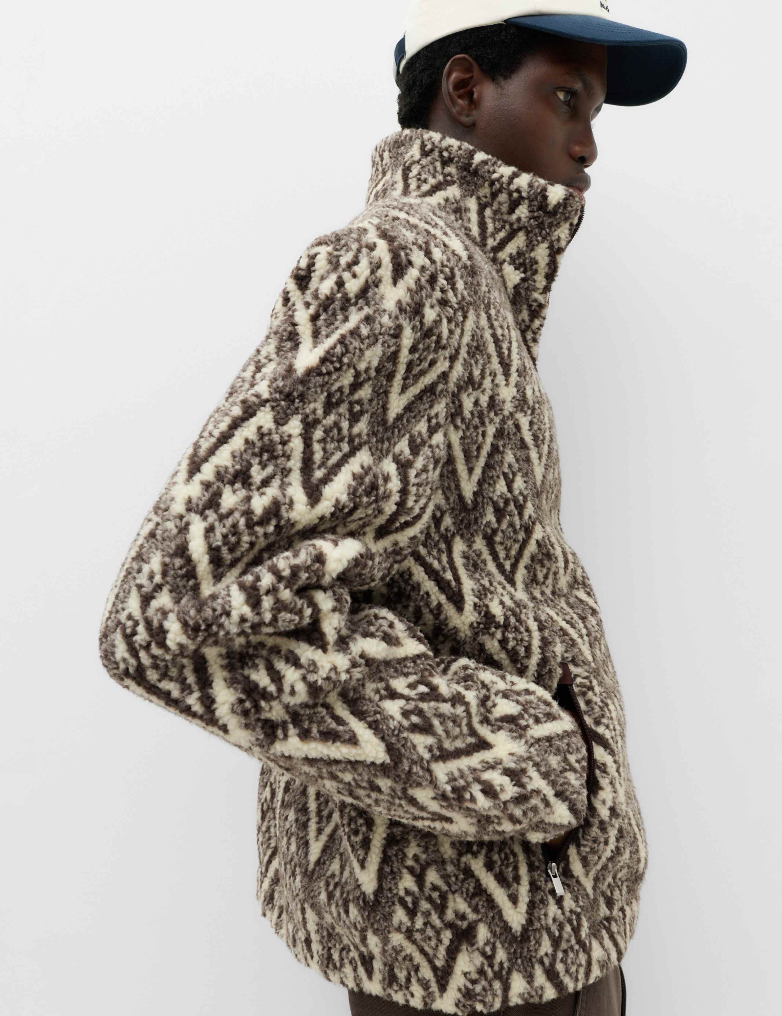 Fair Isle Funnel Neck Fleece Jacket 5 of 6
