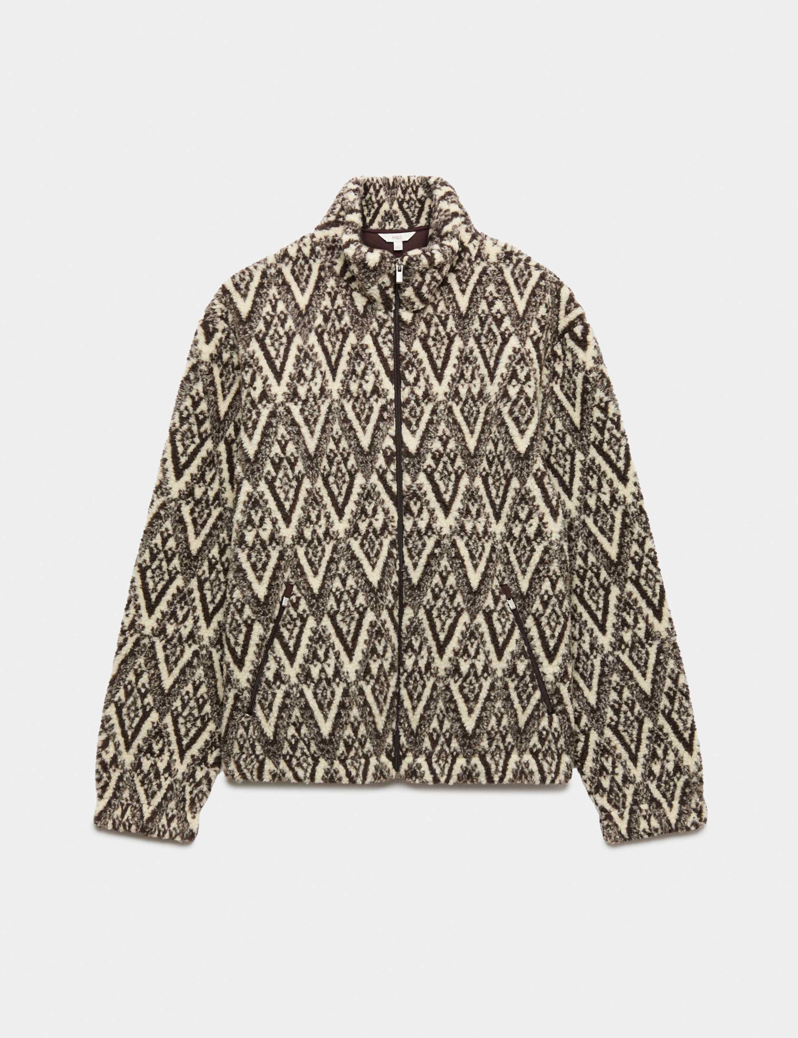 Fair Isle Funnel Neck Fleece Jacket 1 of 1
