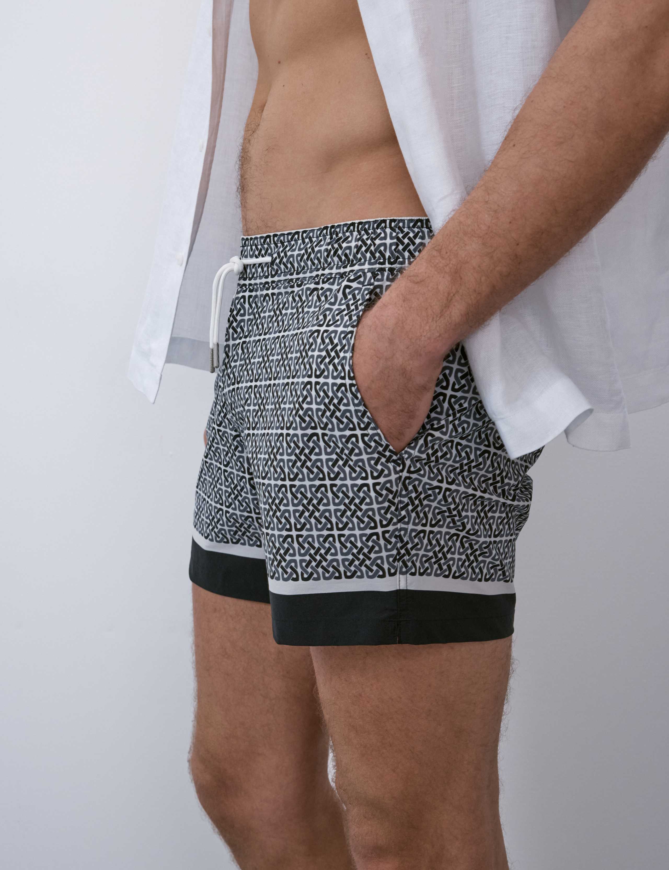 Quick Dry Stretch Geometric Print Swim Shorts 6 of 6