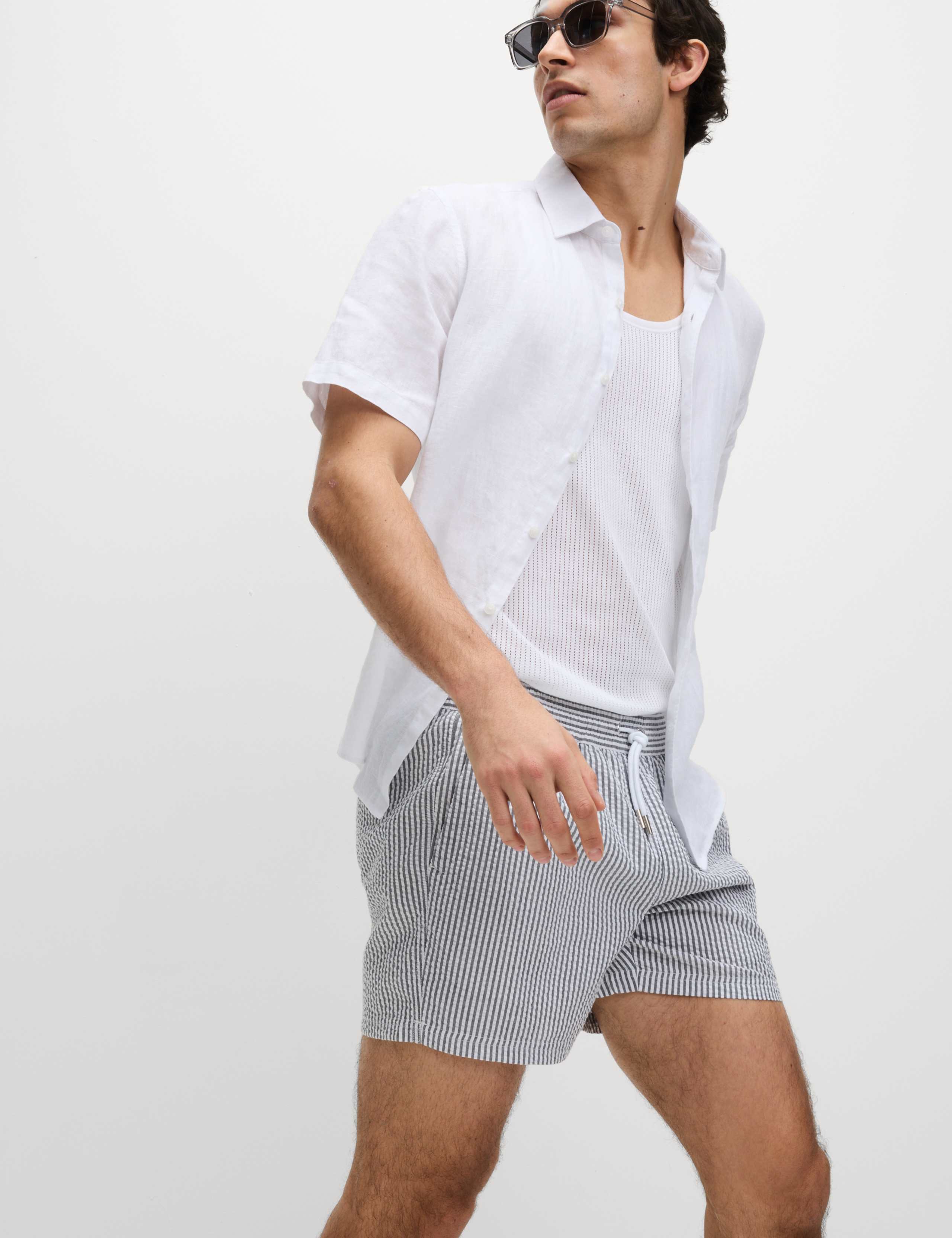 Cotton Rich Seersucker Striped Swim Shorts 6 of 7