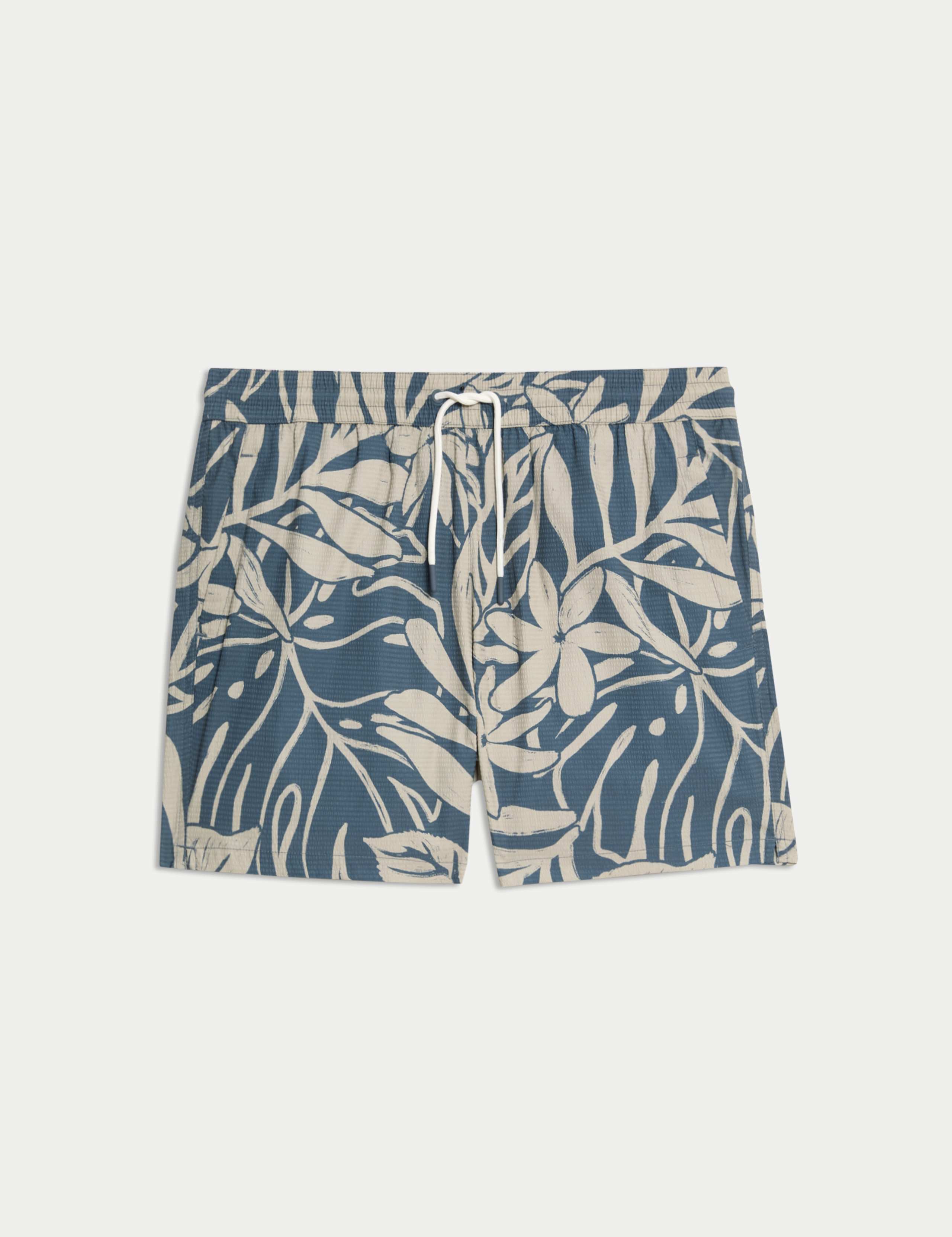 Quick Dry Seersucker Floral Print Swim Shorts 2 of 5