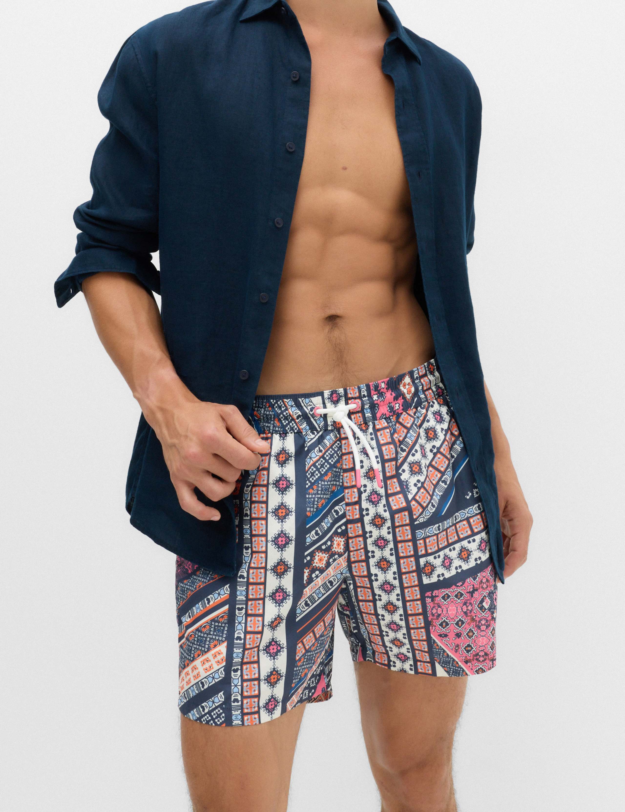 Quick Dry Mid Length Printed Swim Shorts 1 of 7