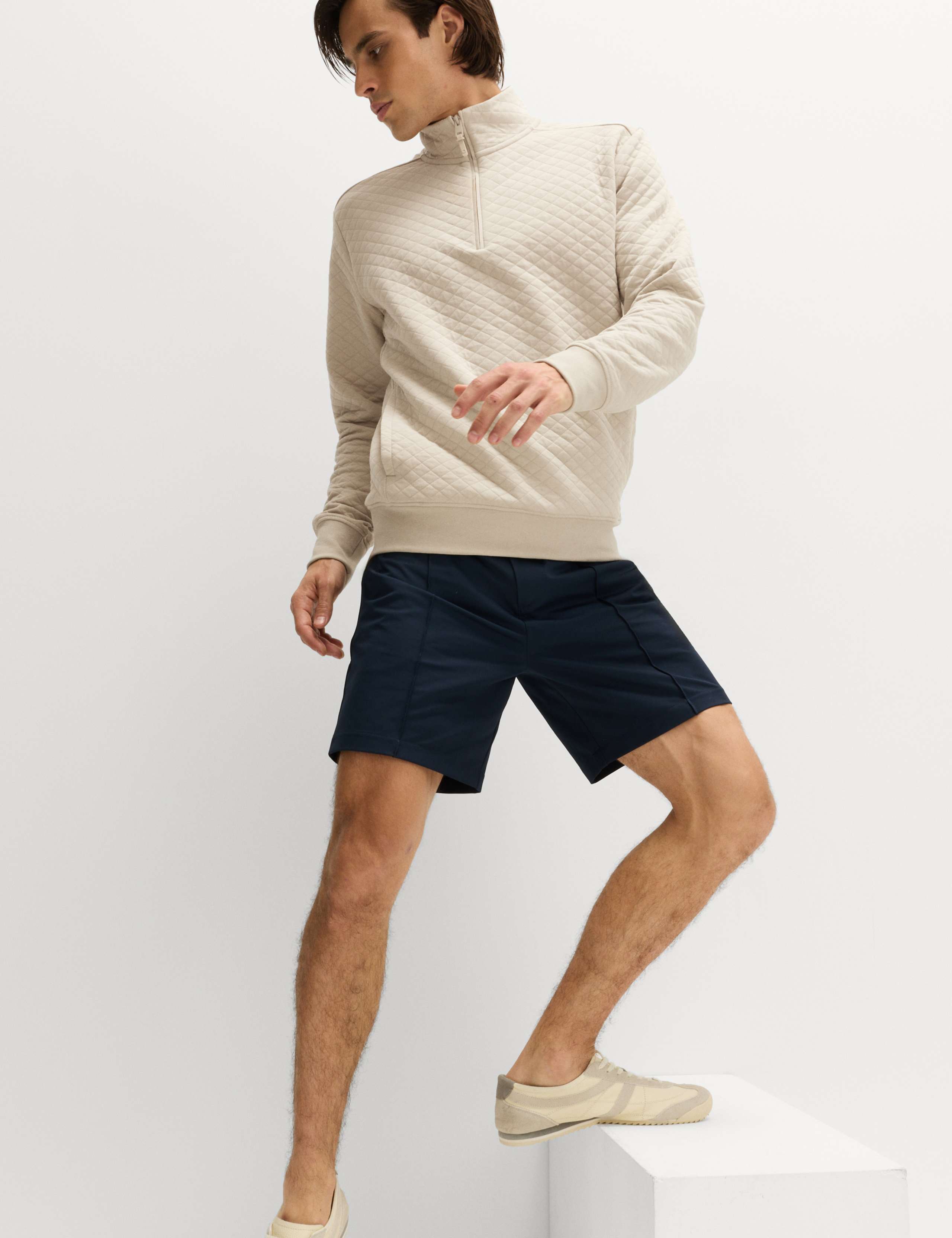 Cotton Blend Quilted Funnel Neck Sweatshirt 5 of 7