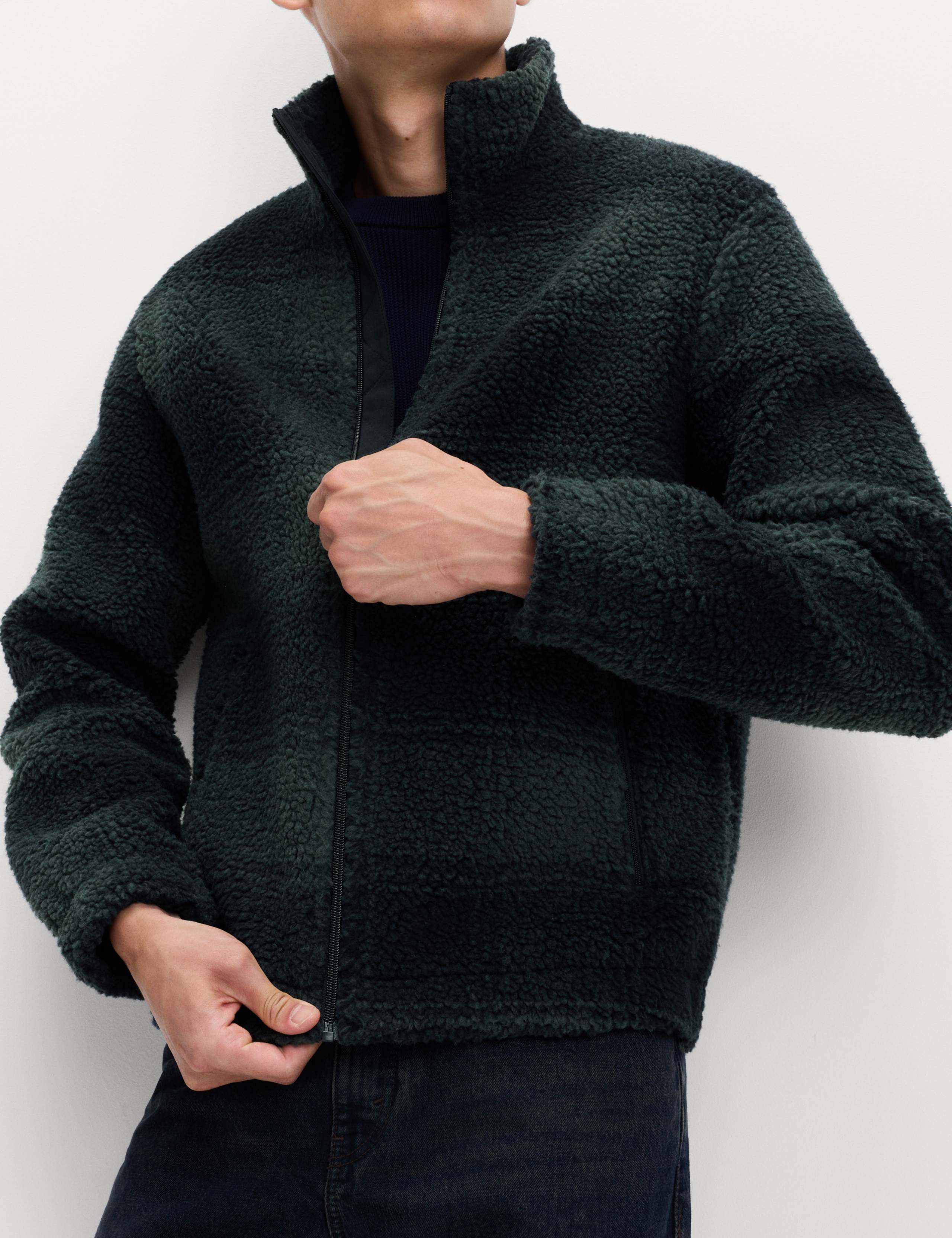Fleece Jacquard Checked Zip Up Jacket 3 of 7