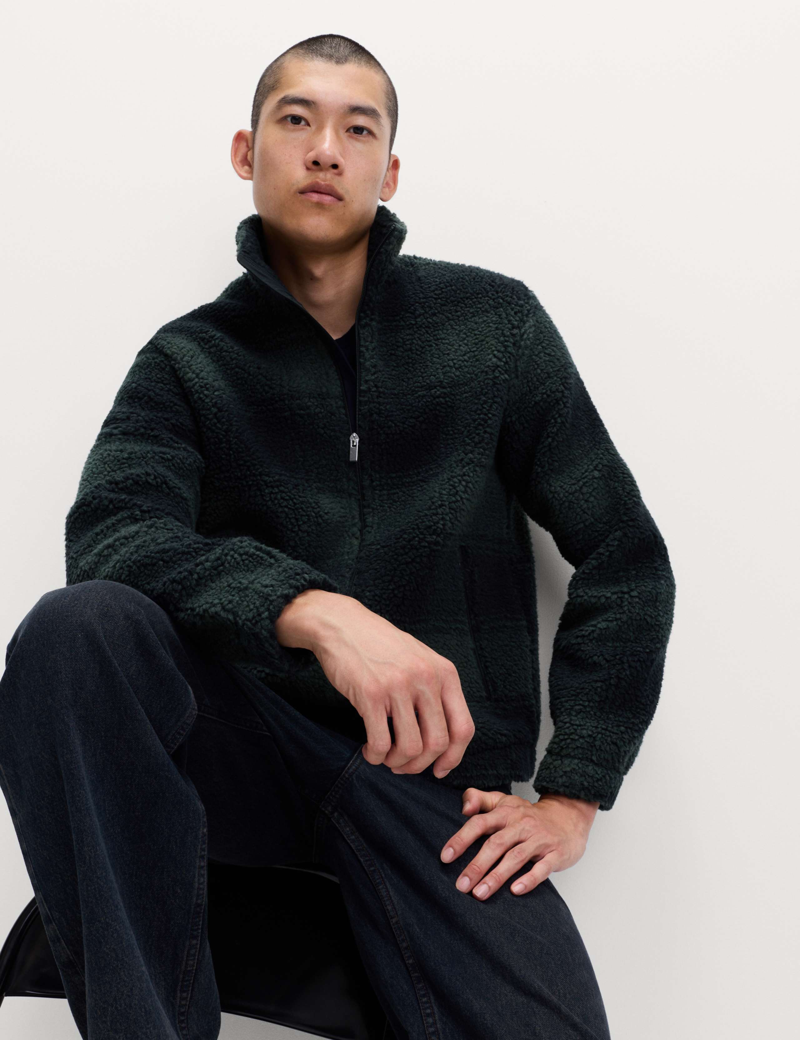 Fleece Jacquard Checked Zip Up Jacket 5 of 7