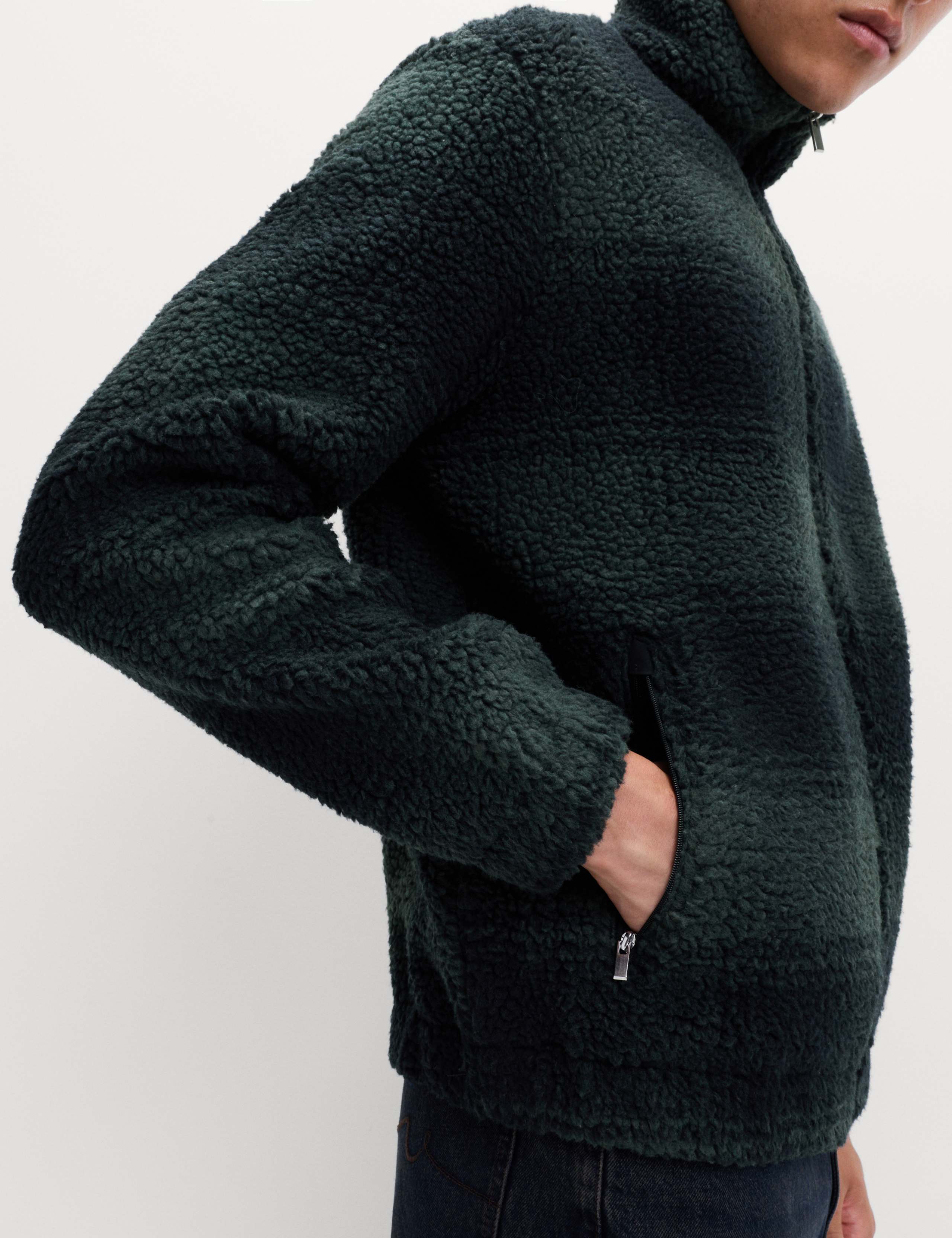 Fleece Jacquard Checked Zip Up Jacket 6 of 7
