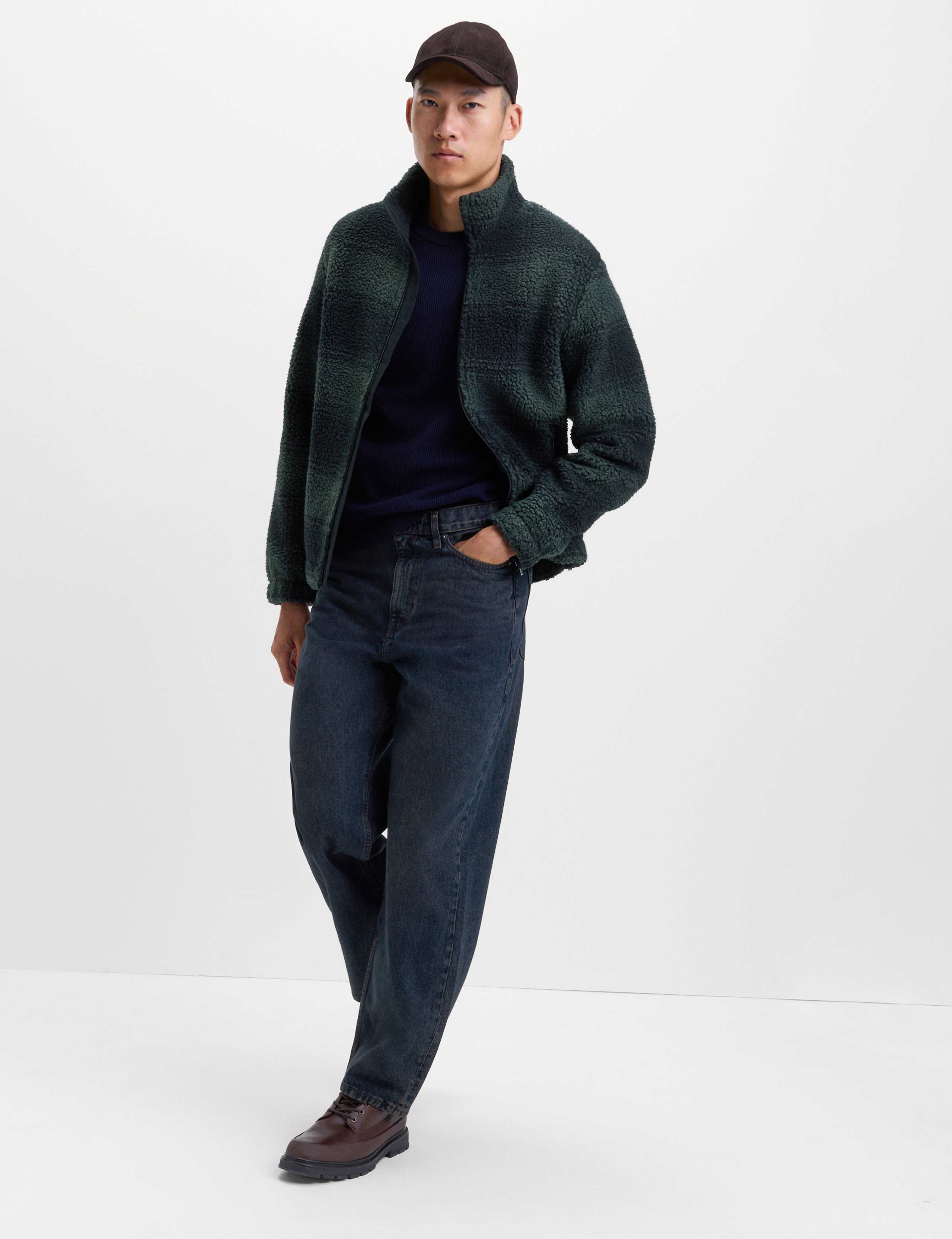 Fleece Jacquard Checked Zip Up Jacket 7 of 7