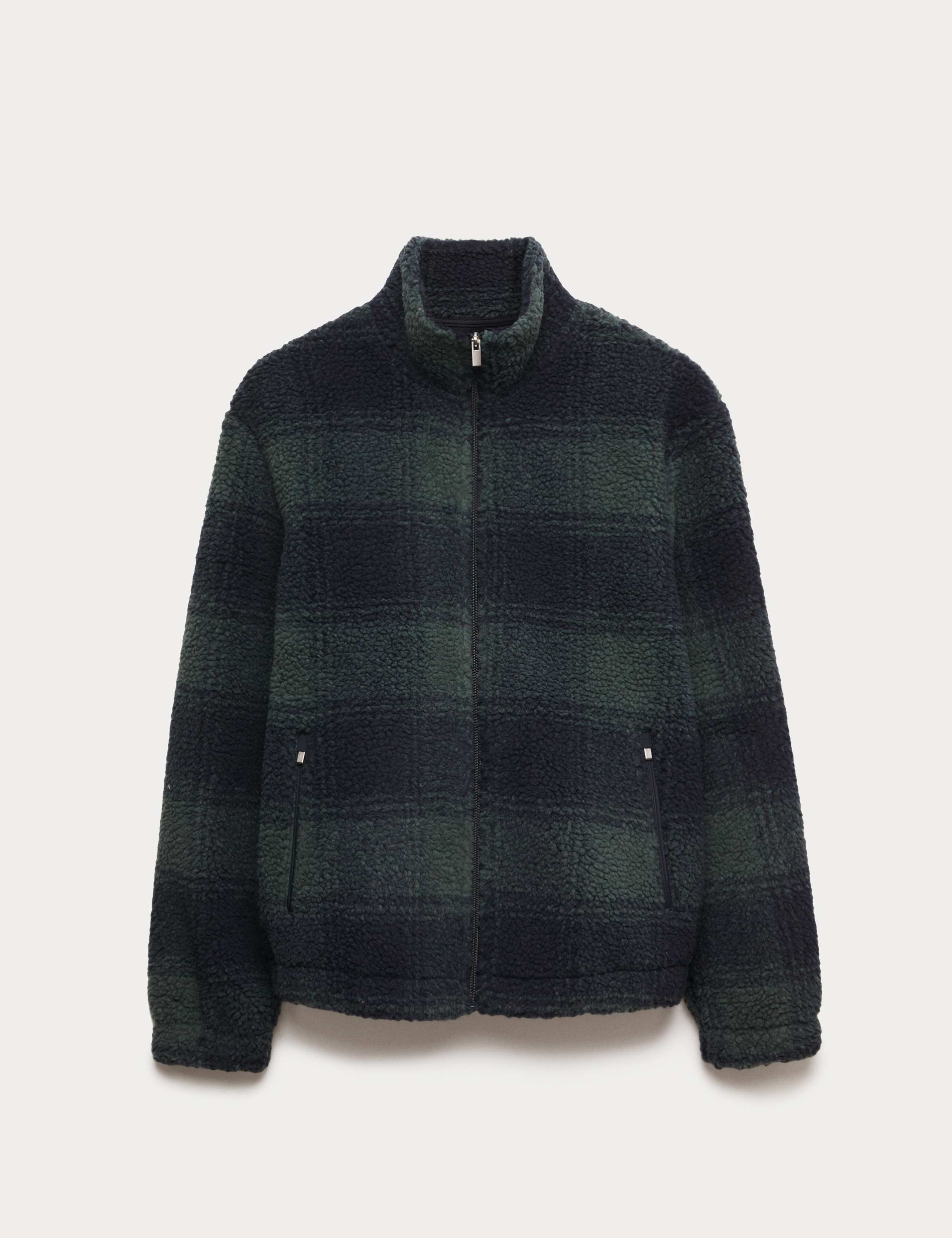 Fleece Jacquard Checked Zip Up Jacket 2 of 7