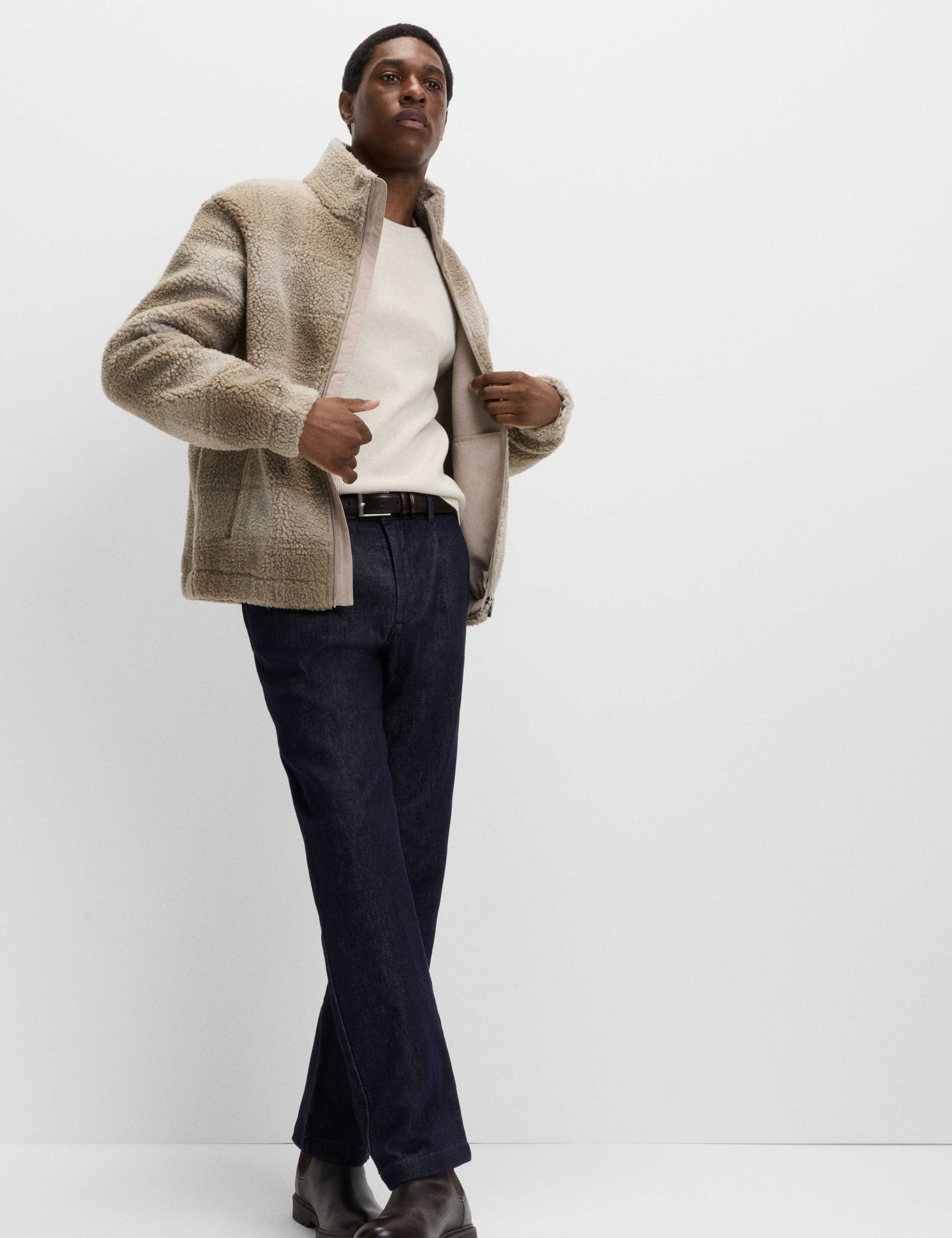 Fleece Jacquard Checked Zip Up Jacket 1 of 5