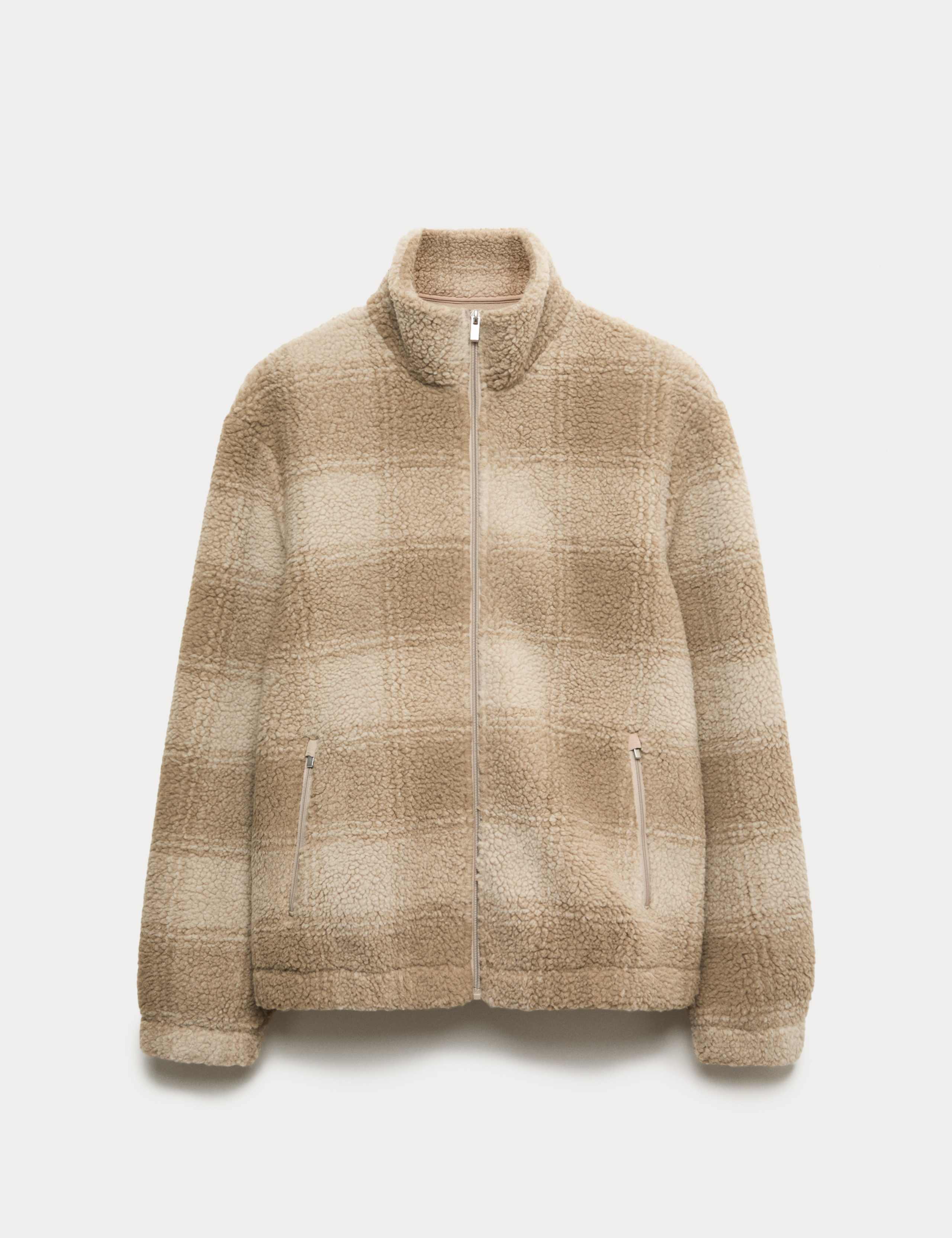 Fleece Jacquard Checked Zip Up Jacket 2 of 5