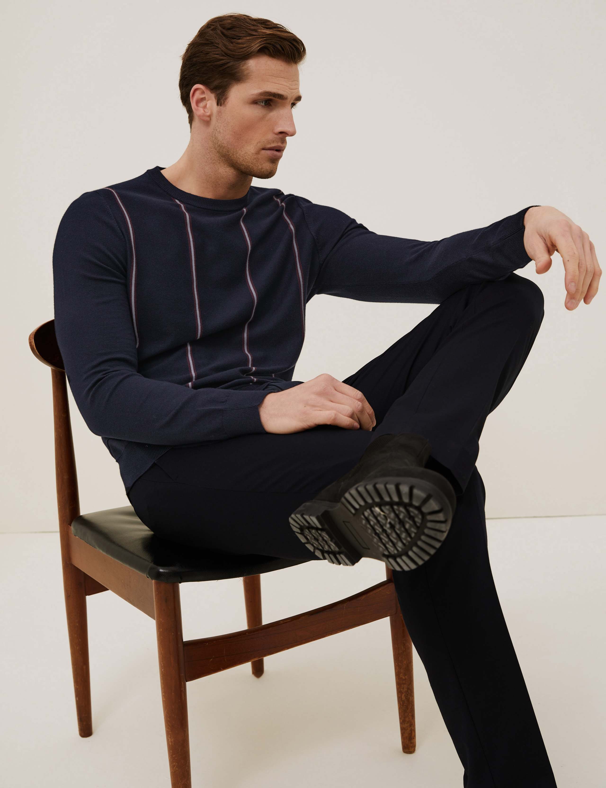 Cotton Striped Crew Neck Jumper 1 of 7