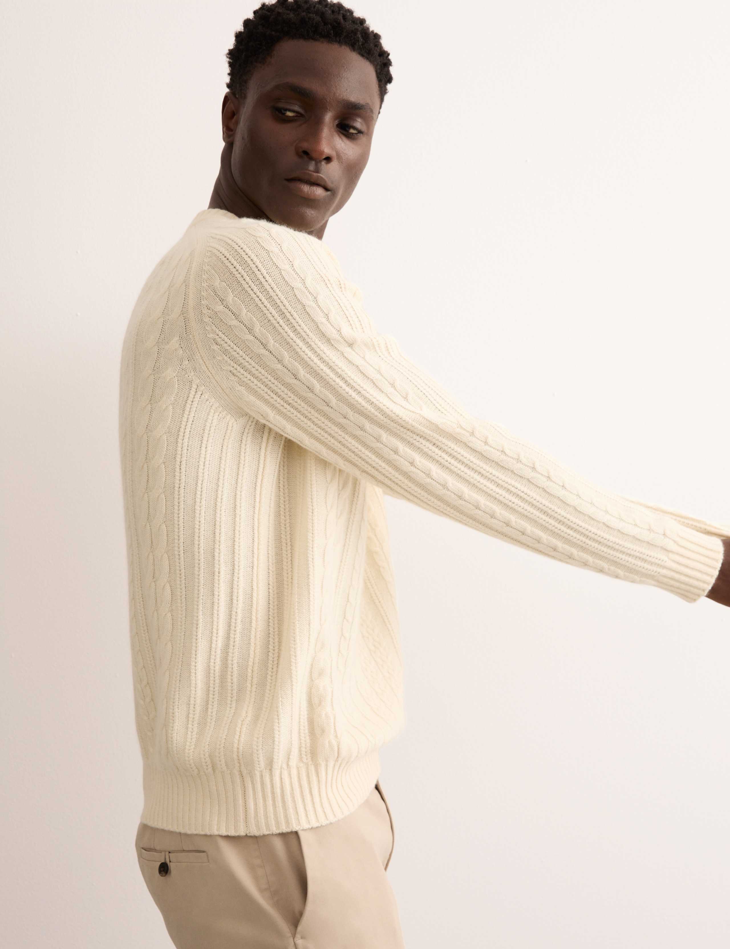 Pure Cashmere Cable Crew Neck Jumper 5 of 8