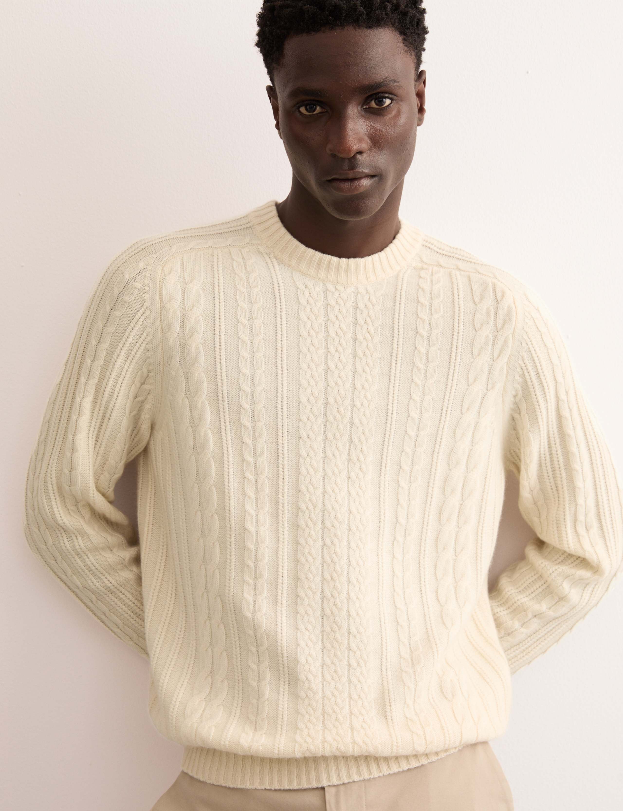 Pure Cashmere Cable Crew Neck Jumper 7 of 8