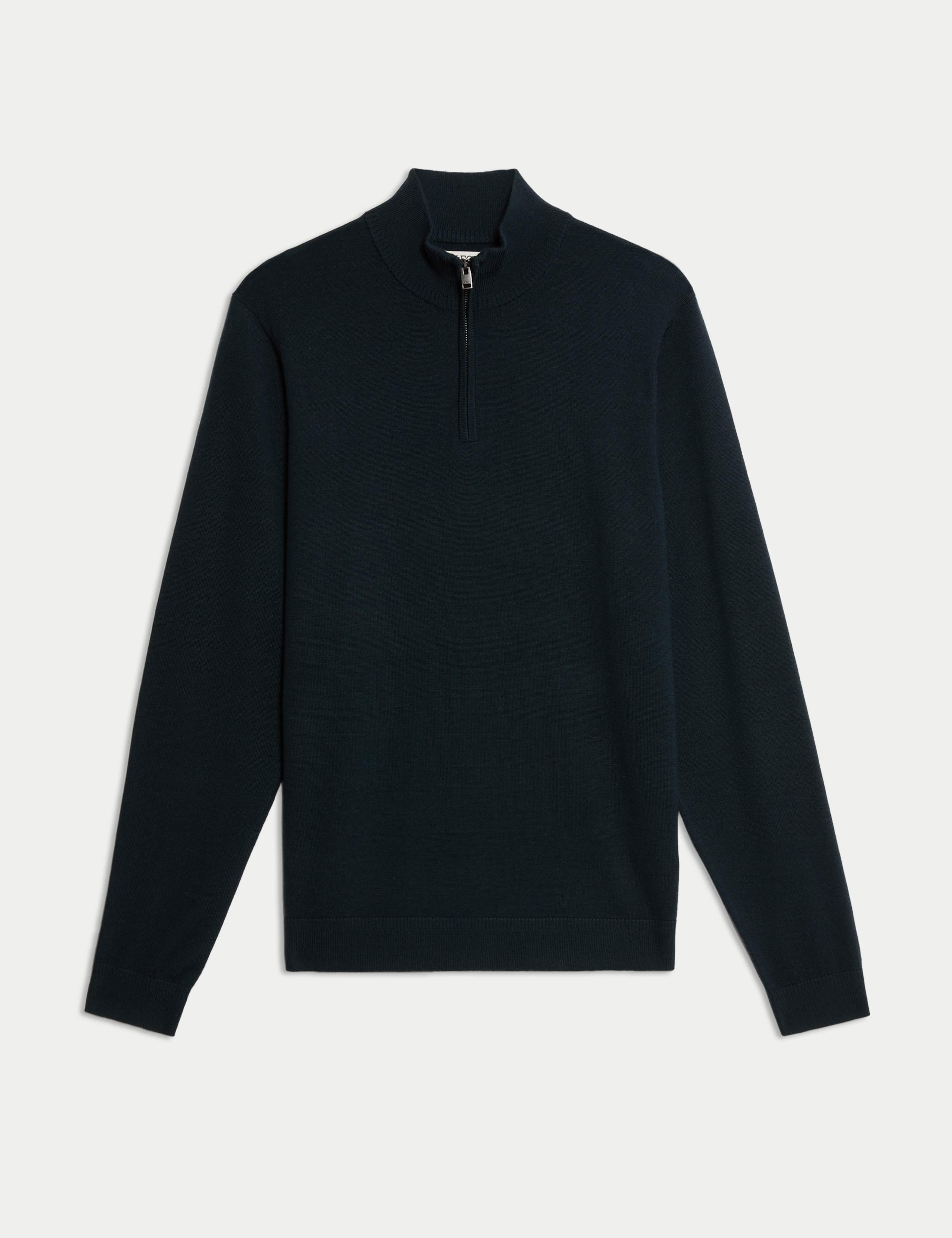 Merino Wool Rich with Silk Half Zip Jumper 2 of 8