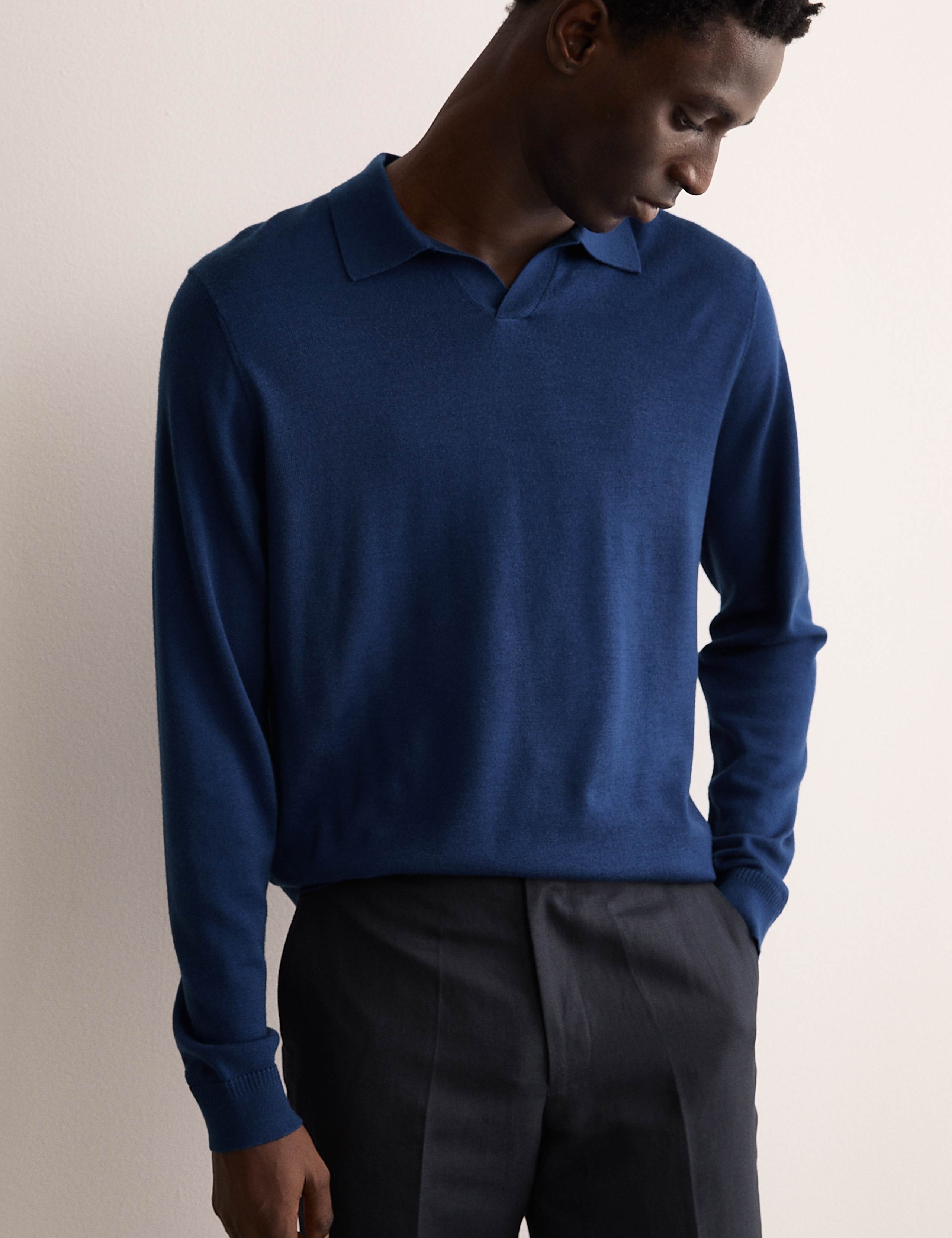 Merino Wool Rich with Silk Knitted Polo 1 of 6