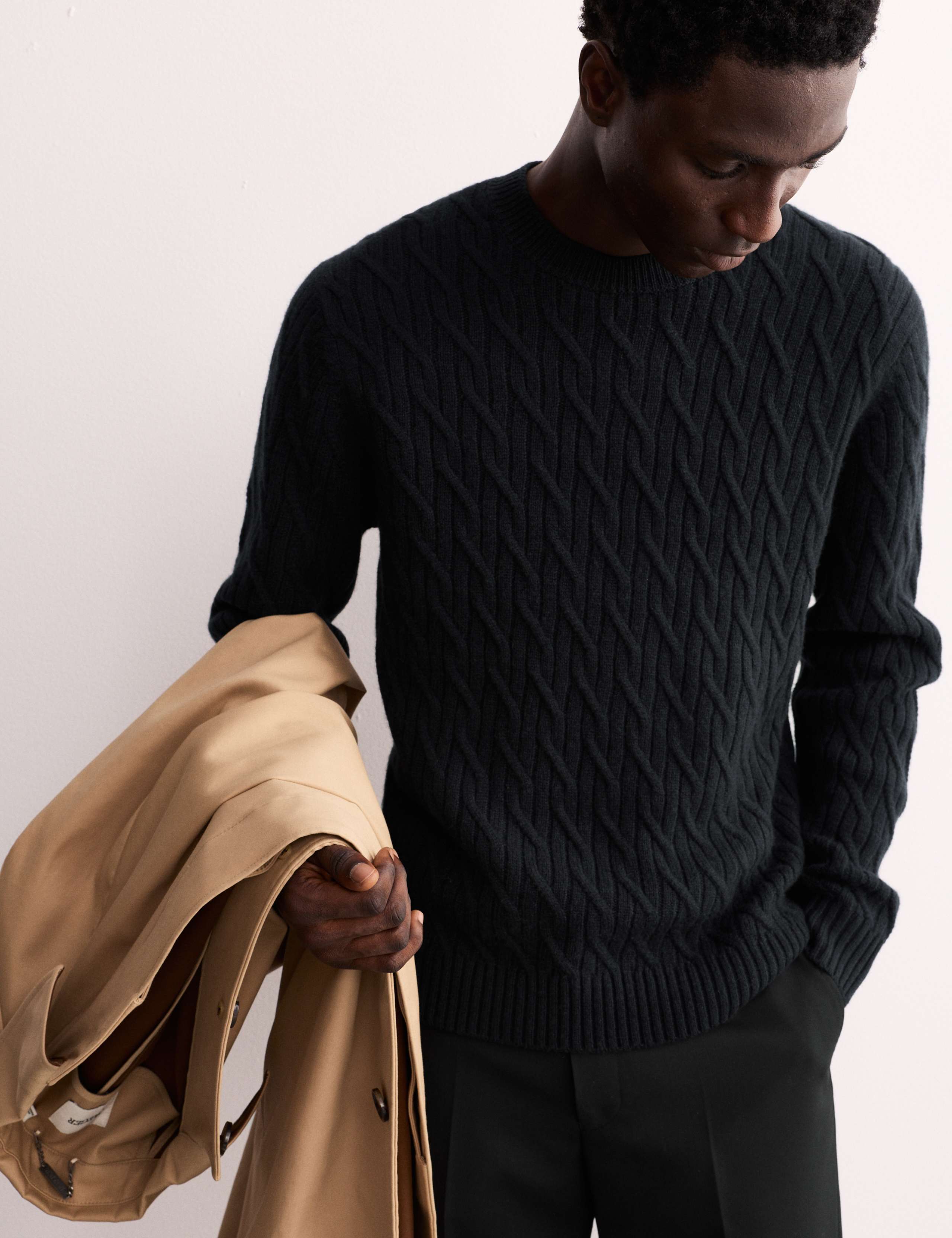 Pure Cashmere Cable Crew Neck Jumper 1 of 8