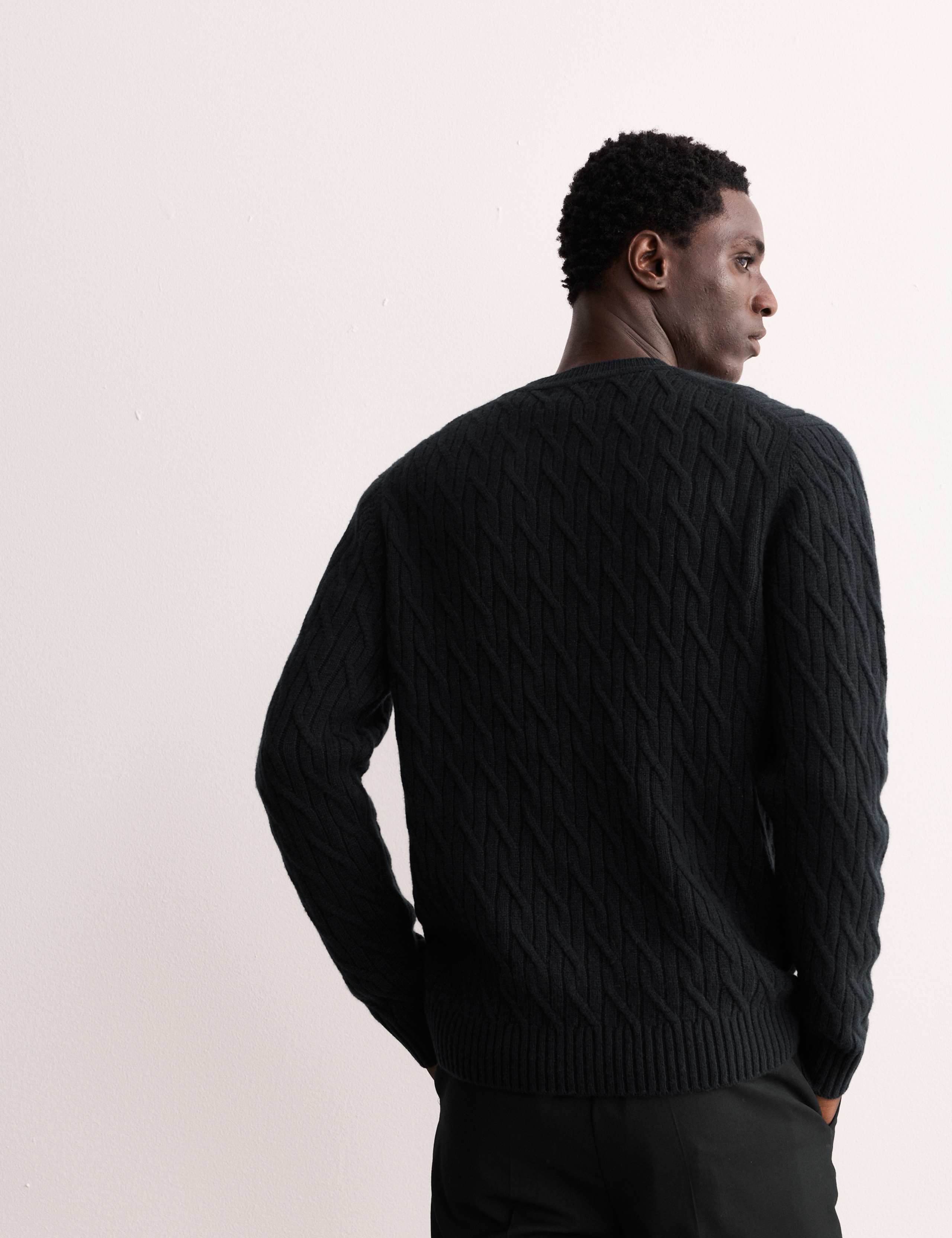 Pure Cashmere Cable Crew Neck Jumper 3 of 8