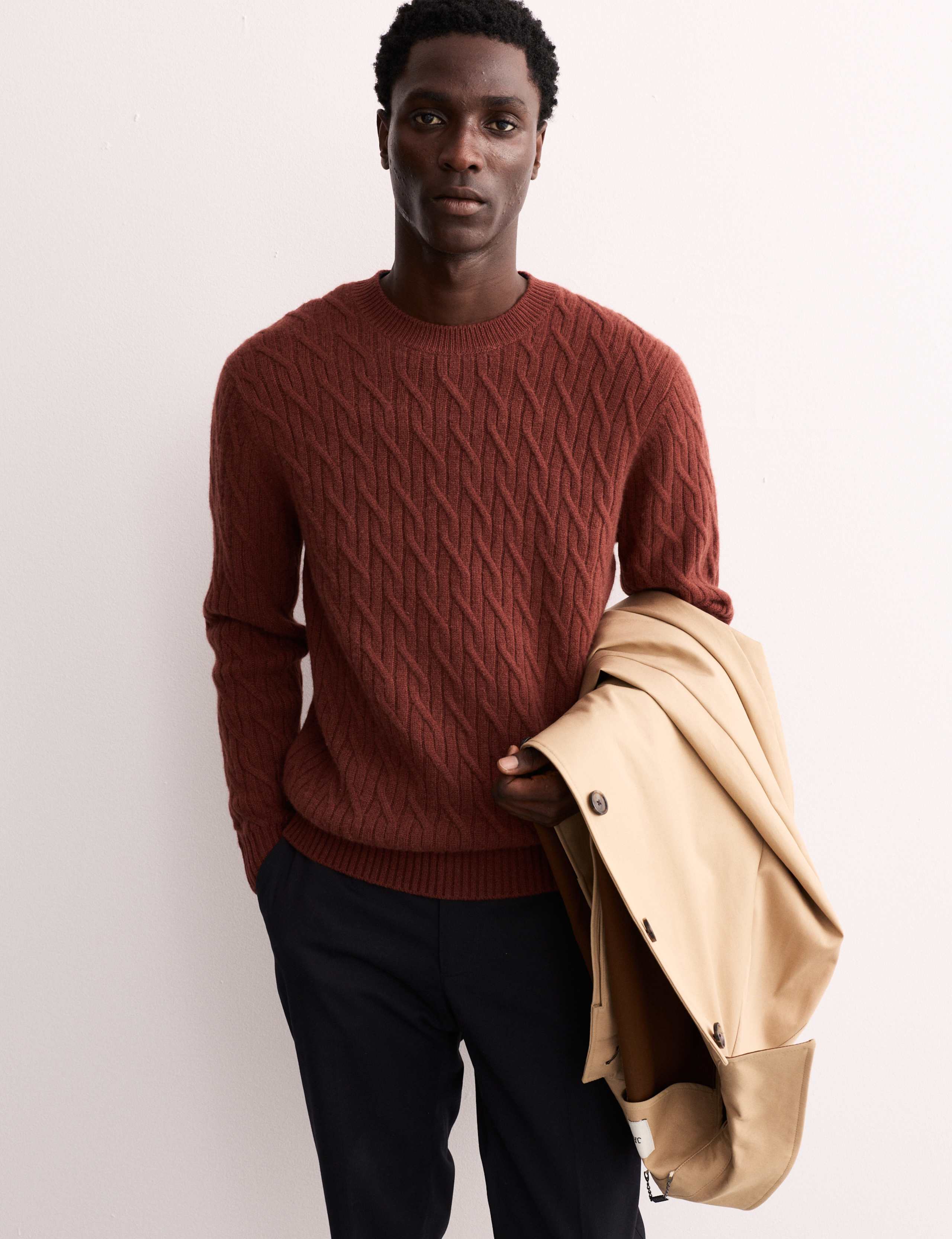 Pure Cashmere Cable Crew Neck Jumper 3 of 5