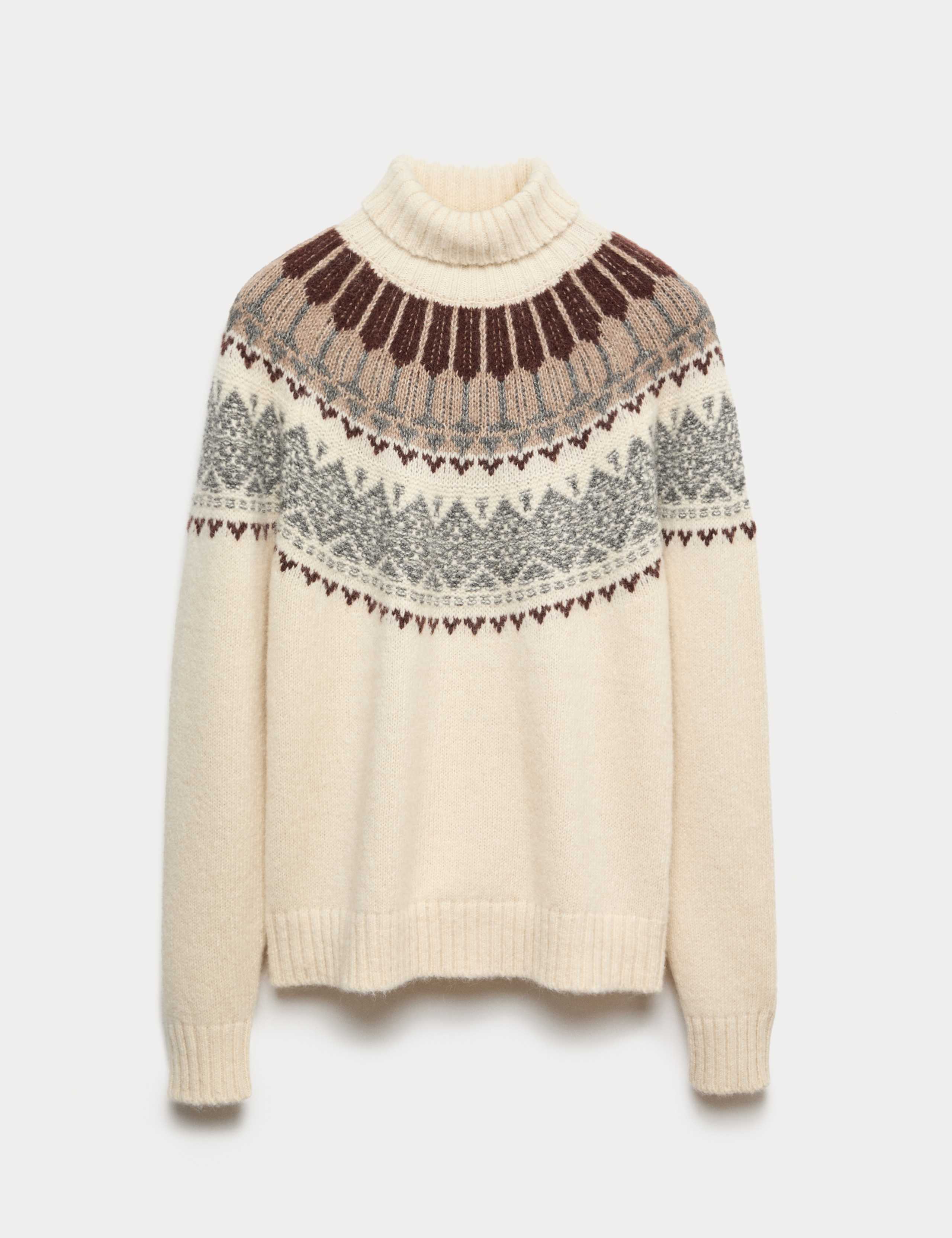 Alpaca Blend Fair Isle Roll Neck Knitted Jumper 2 of 7