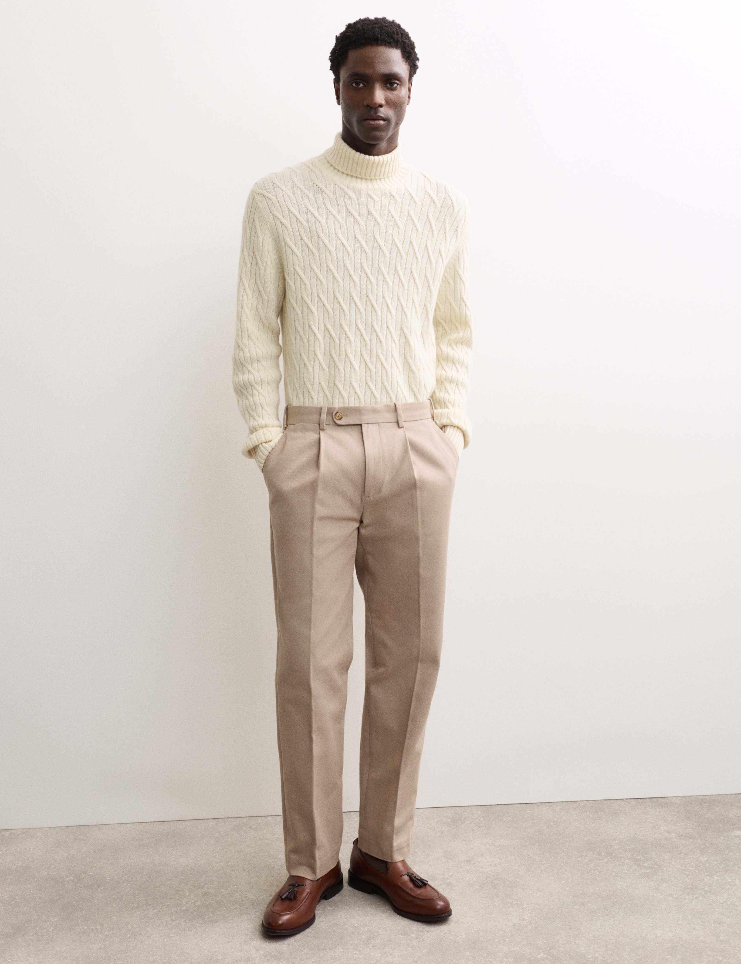 Pure Cashmere Diagonal Roll Neck Jumper 1 of 8