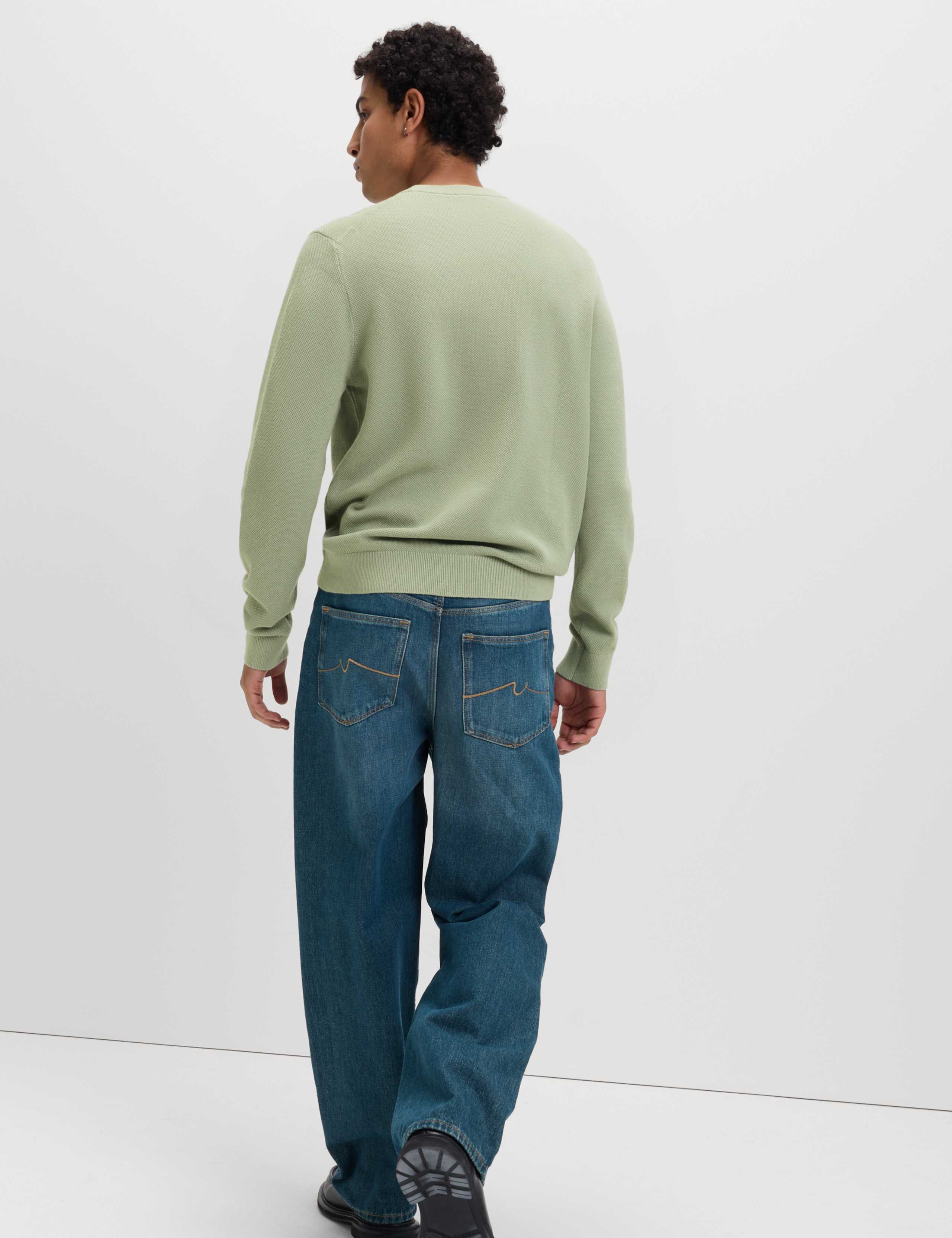 Pure Cotton Textured Crew Neck Jumper 6 of 6