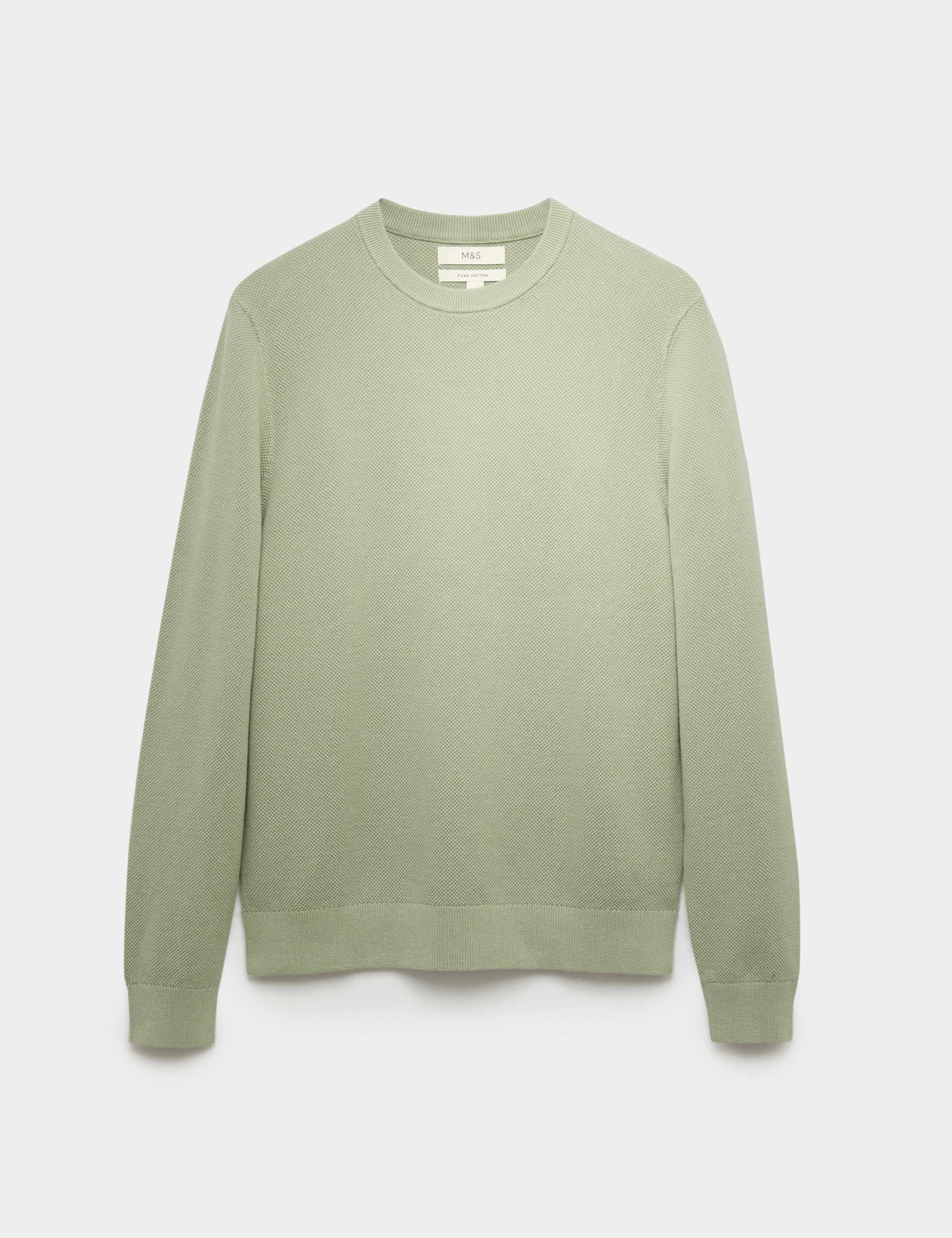 Pure Cotton Textured Crew Neck Jumper 2 of 6