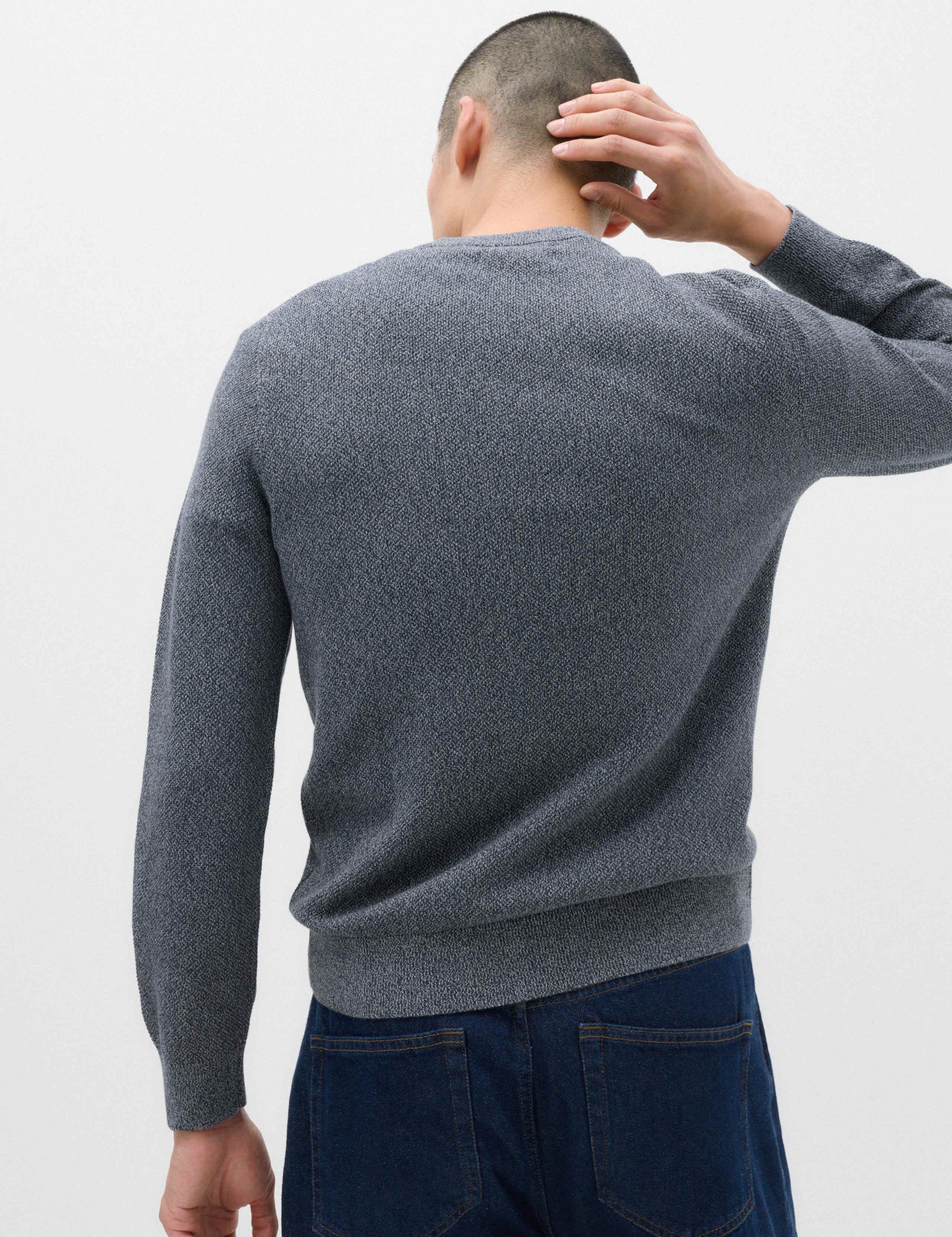 Pure Cotton Textured Crew Neck Jumper 4 of 5
