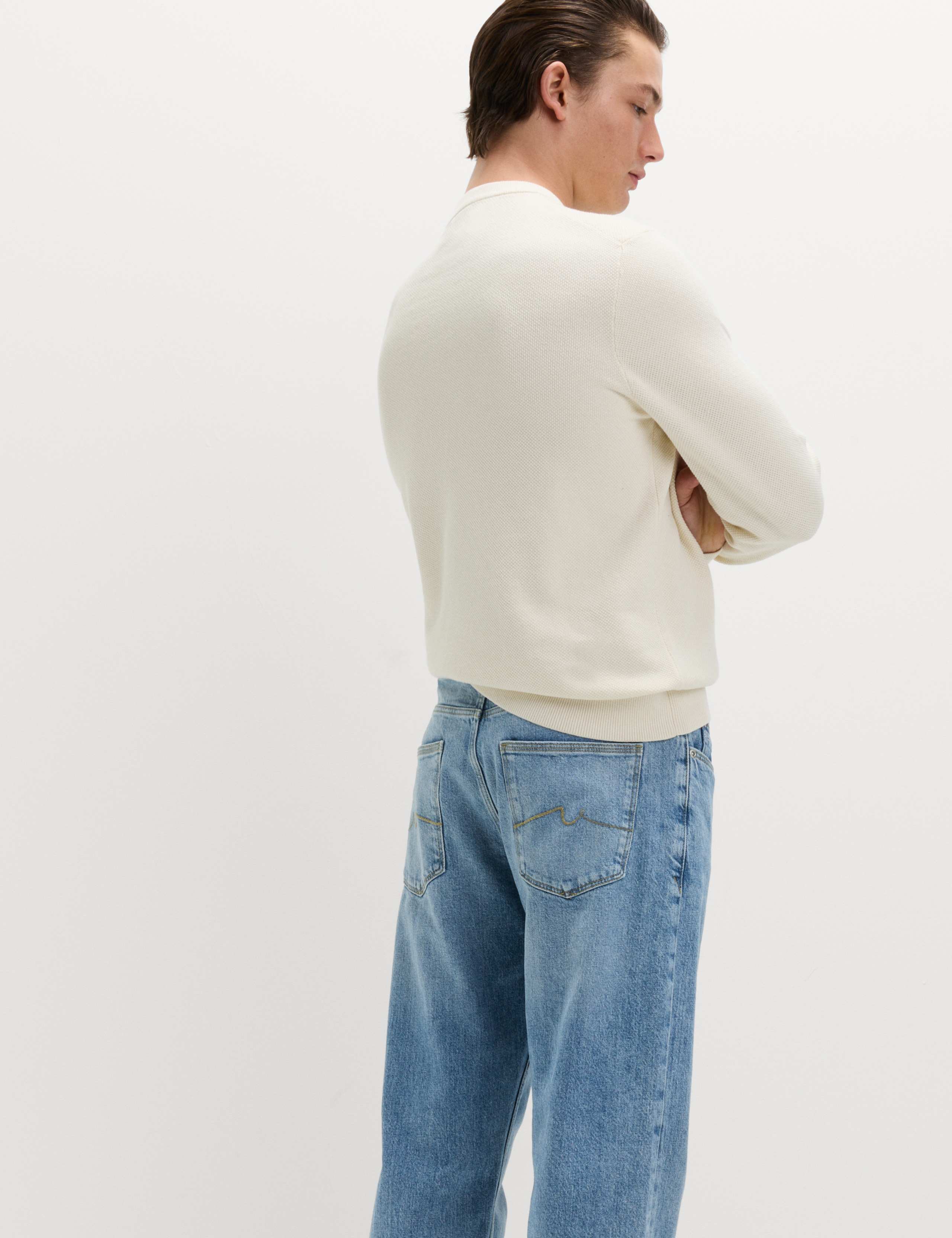 Pure Cotton Textured Crew Neck Jumper 6 of 6