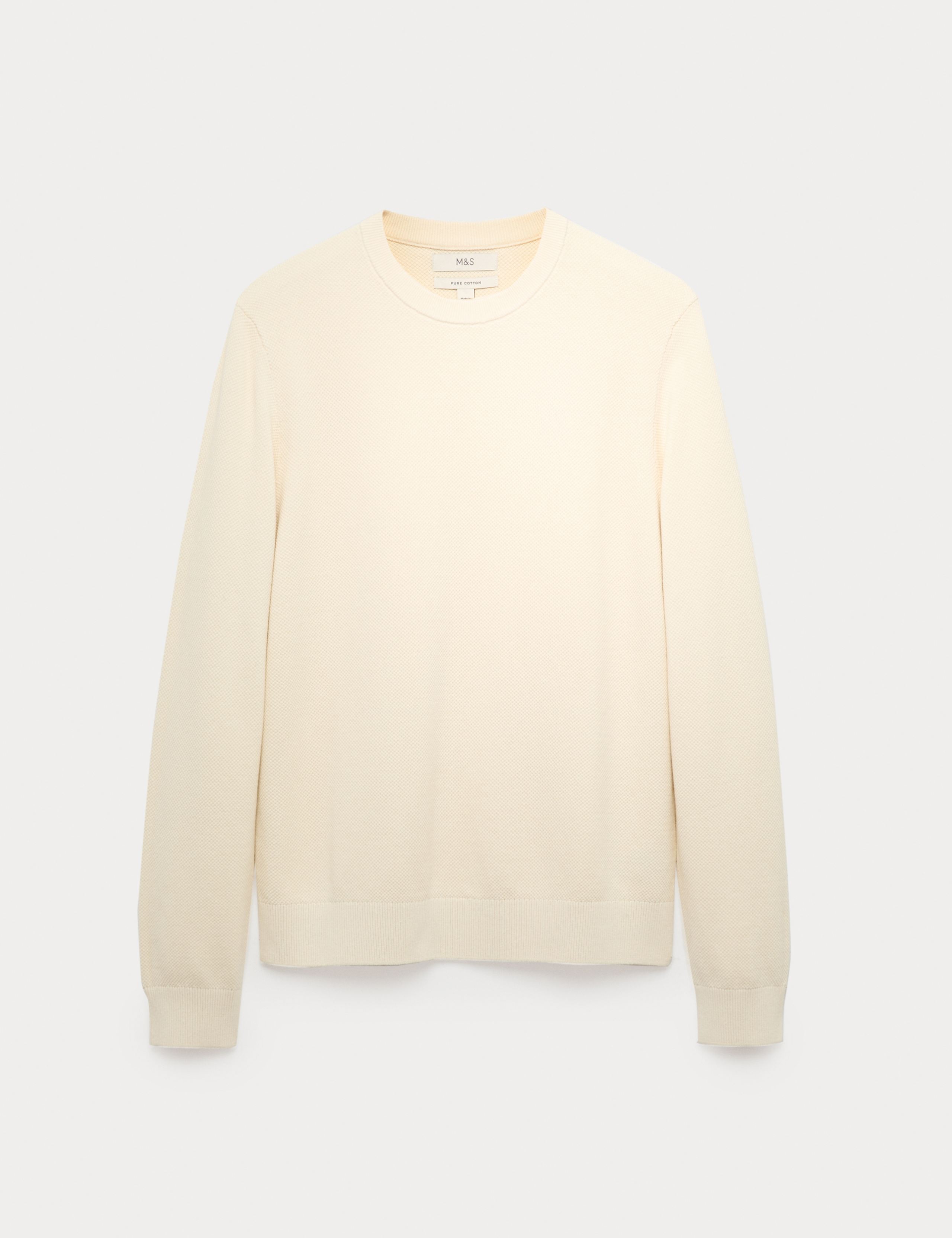 Pure Cotton Textured Crew Neck Jumper 2 of 6
