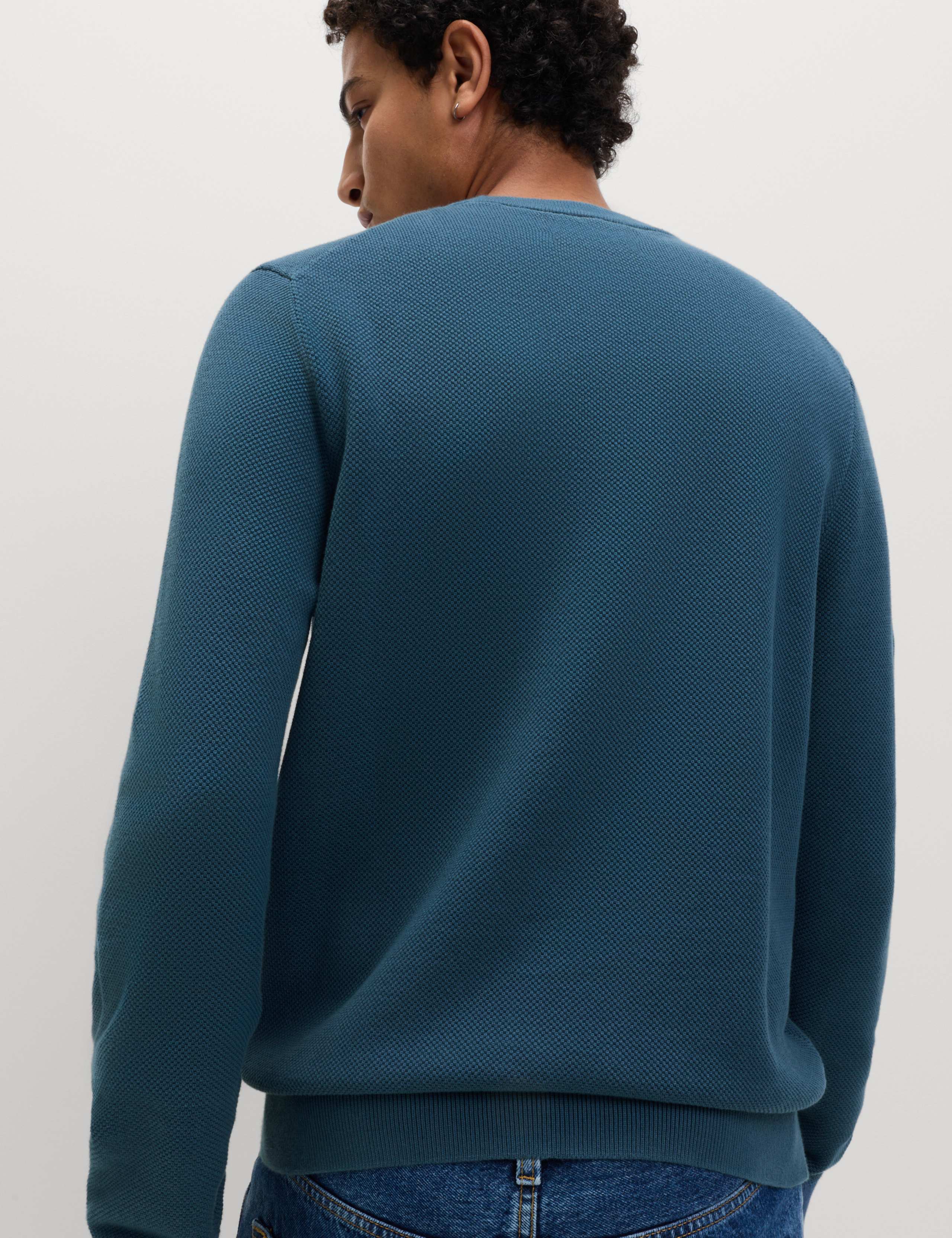 Pure Cotton Textured Crew Neck Jumper 5 of 6
