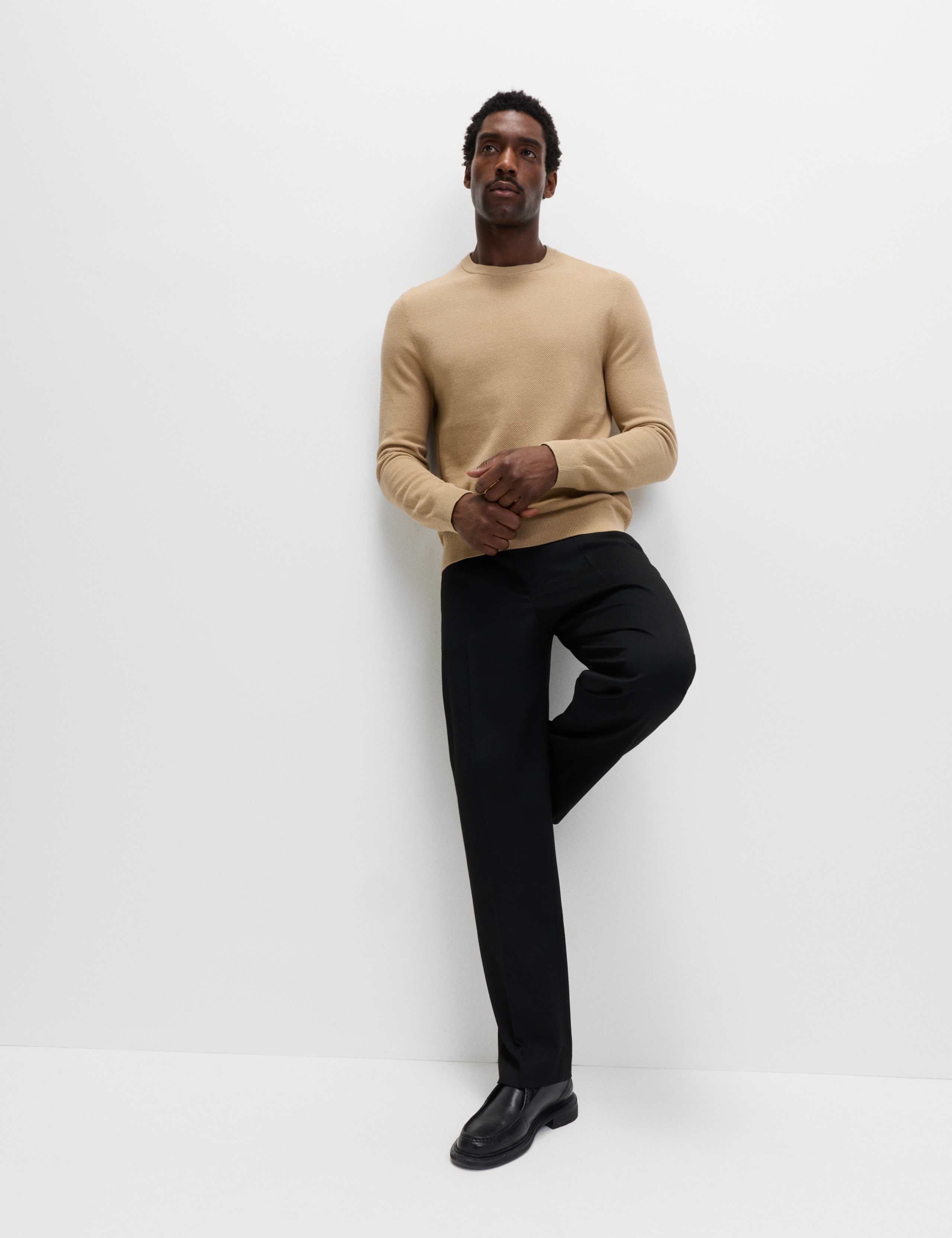 Pure Cotton Textured Crew Neck Jumper 5 of 6