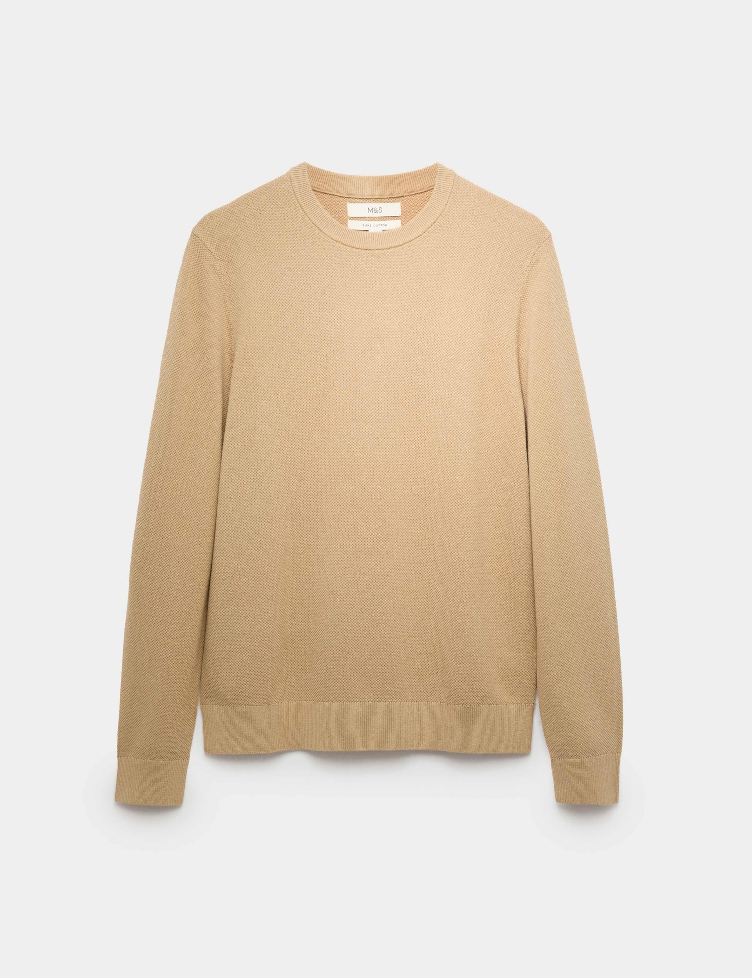 Pure Cotton Textured Crew Neck Jumper 2 of 6