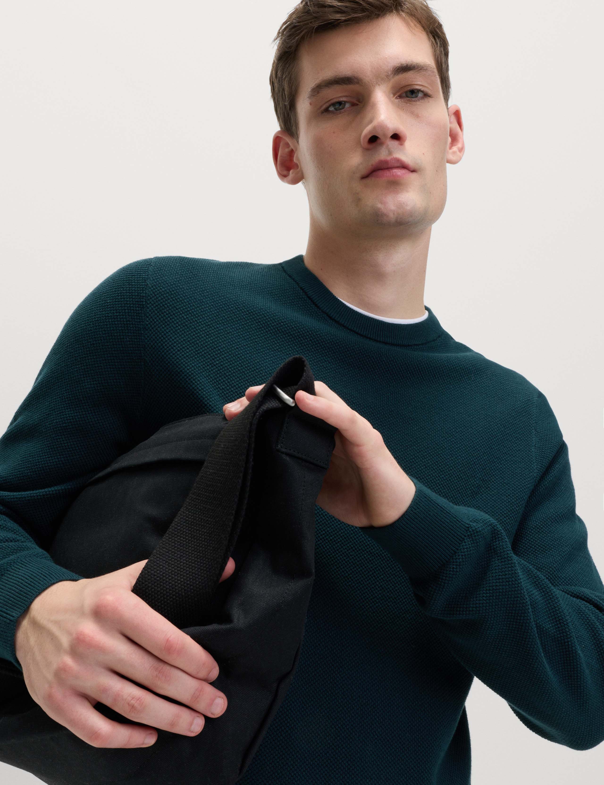 Pure Cotton Textured Crew Neck Jumper 3 of 5