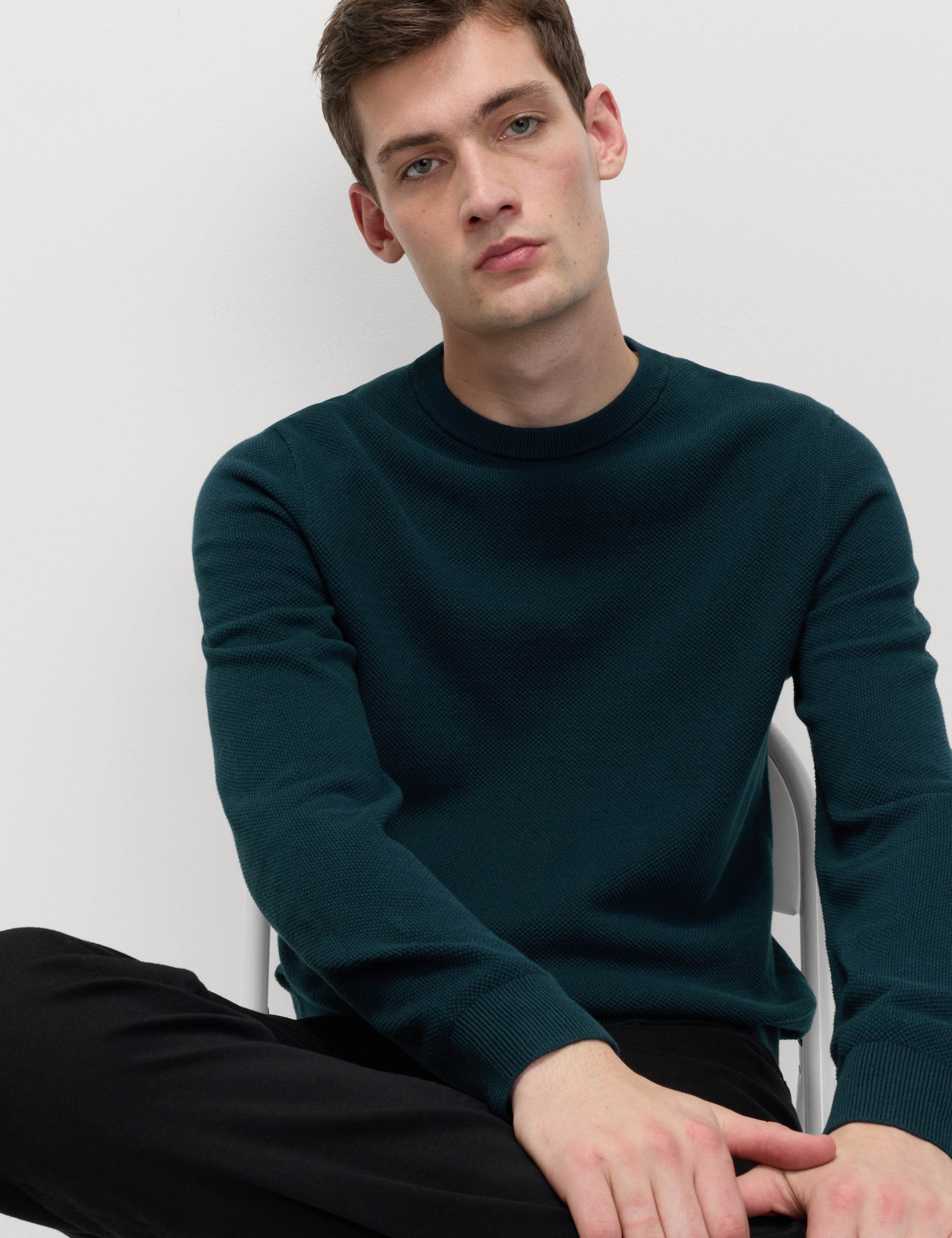 Pure Cotton Textured Crew Neck Jumper 5 of 5