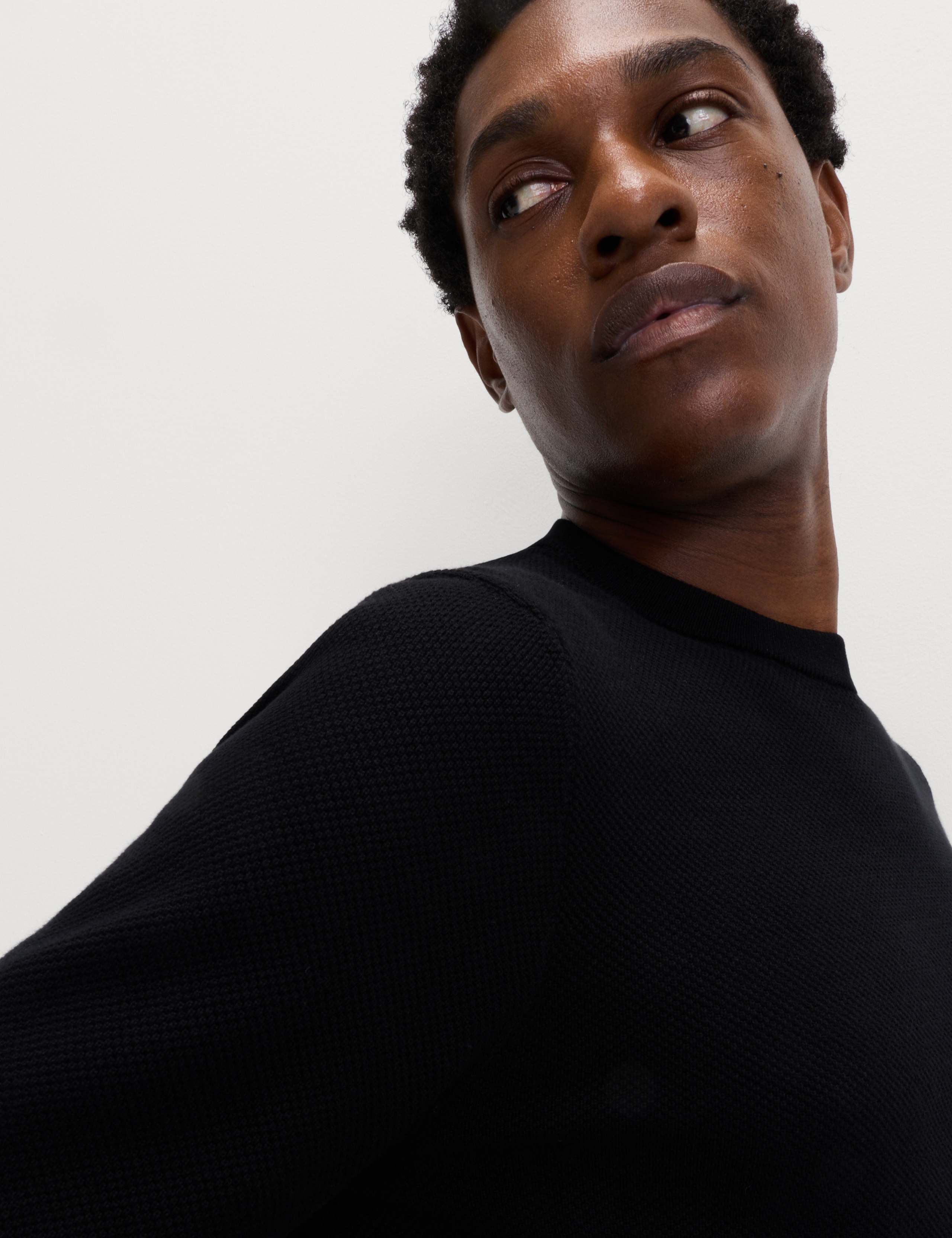 Pure Cotton Textured Crew Neck Jumper 4 of 6