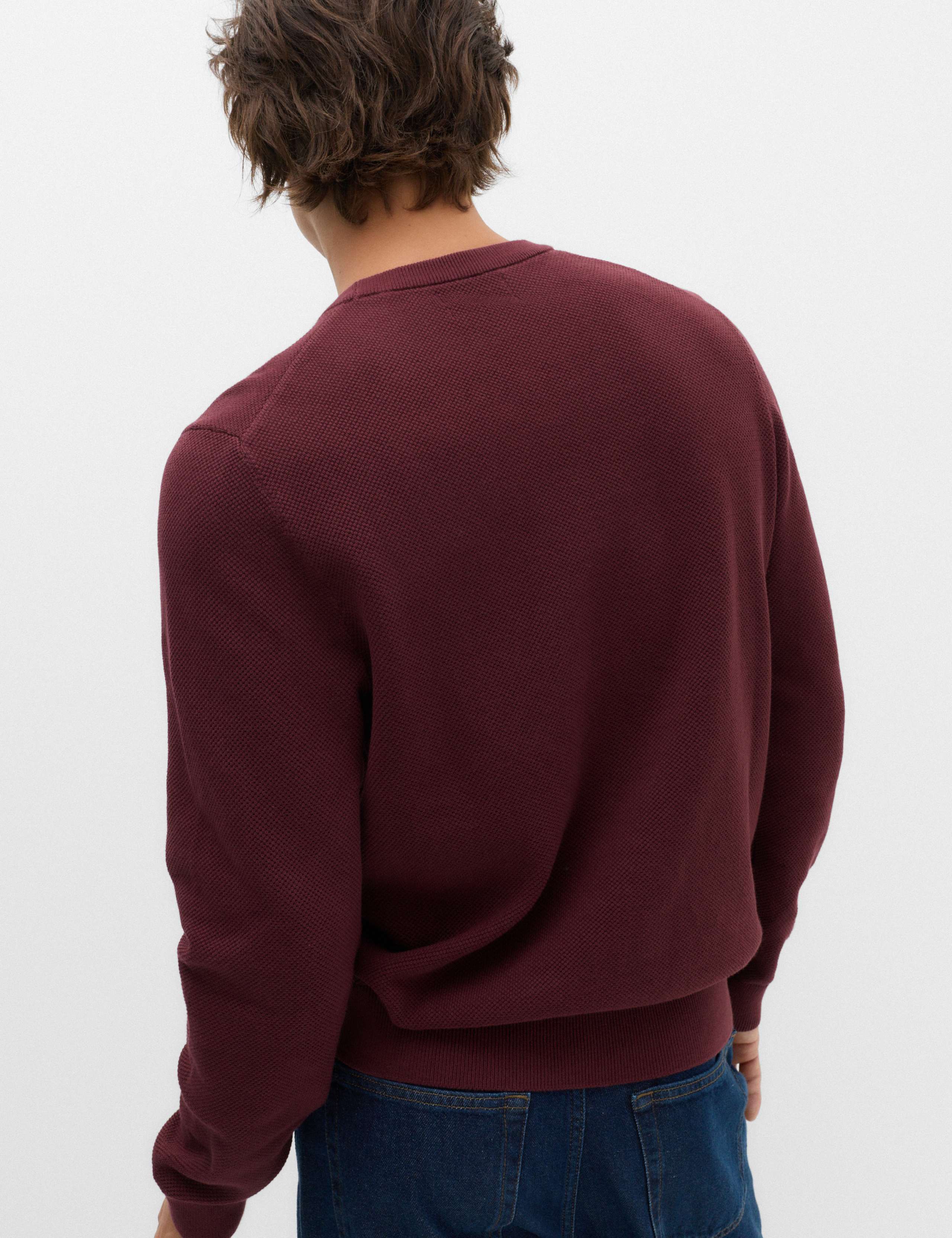Pure Cotton Textured Crew Neck Jumper 5 of 6
