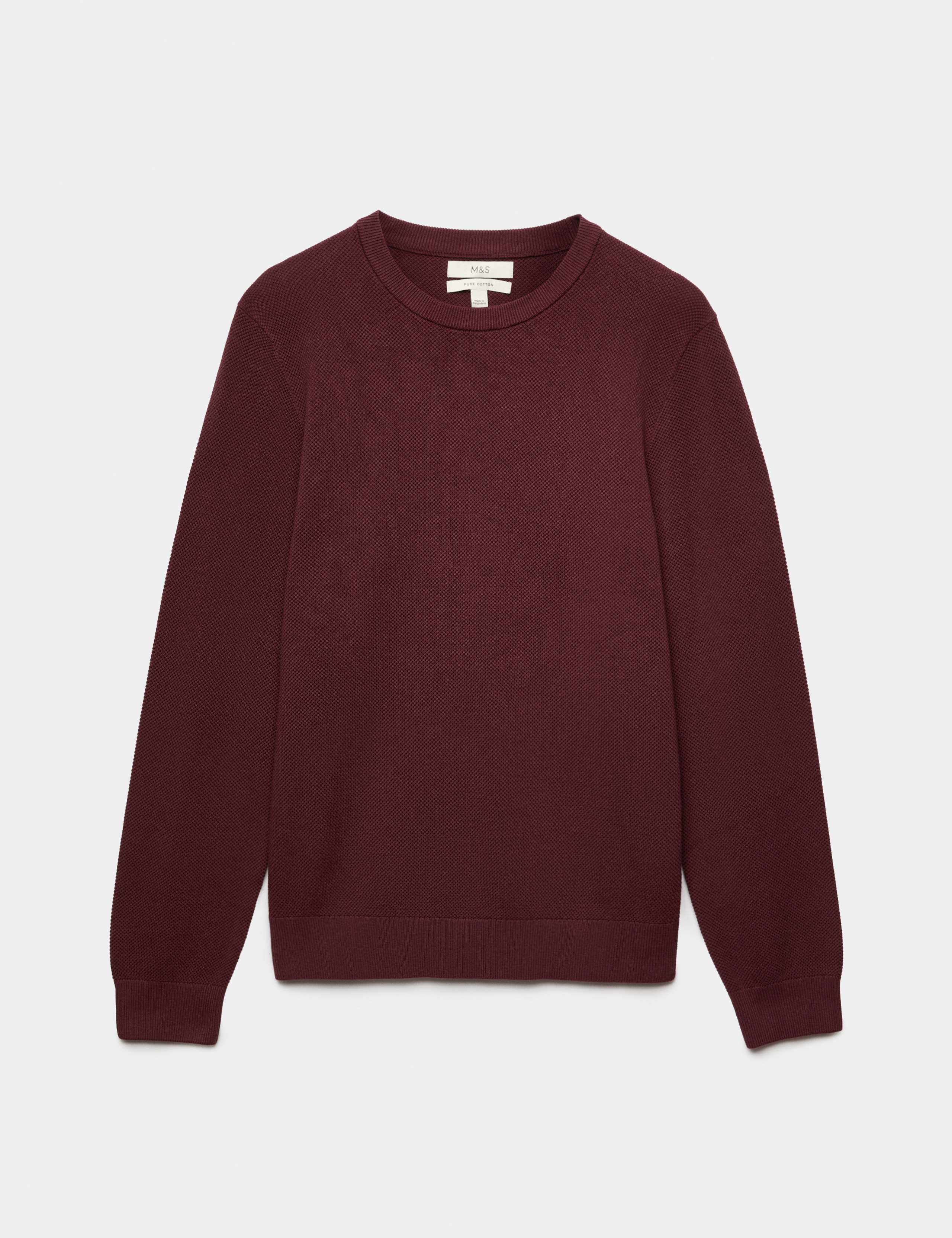 Pure Cotton Textured Crew Neck Jumper 2 of 6