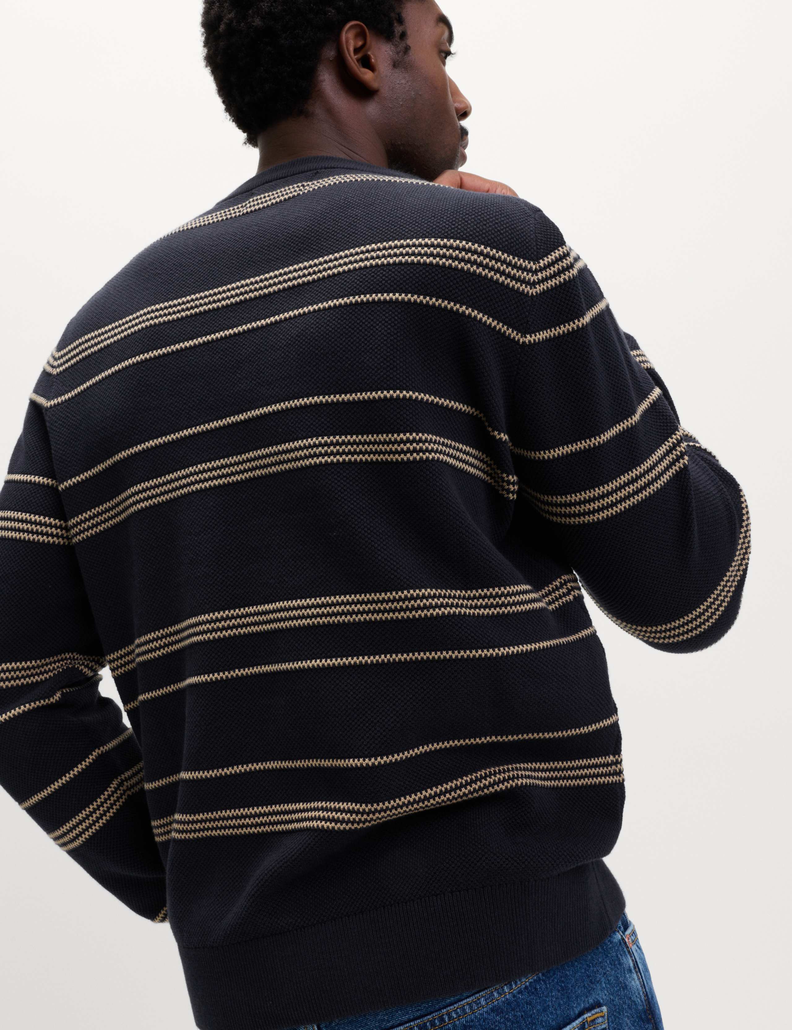 Pure Cotton Striped Textured Jumper 5 of 5