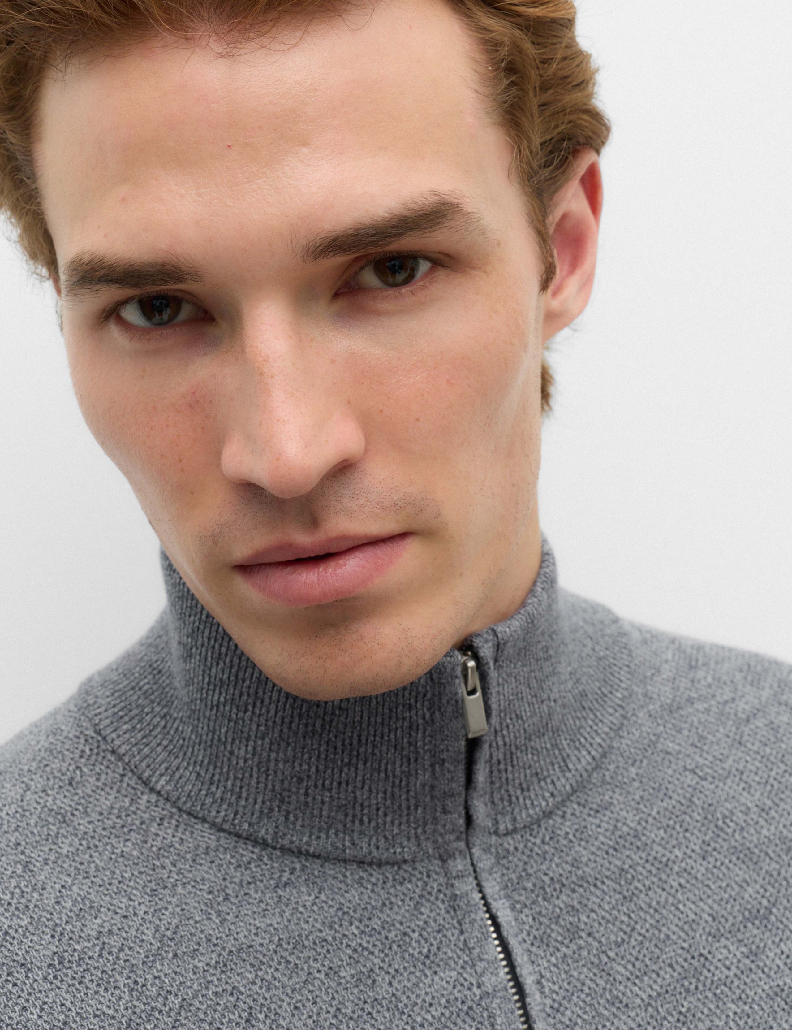 Pure Cotton Textured Half Zip Jumper 3 of 6