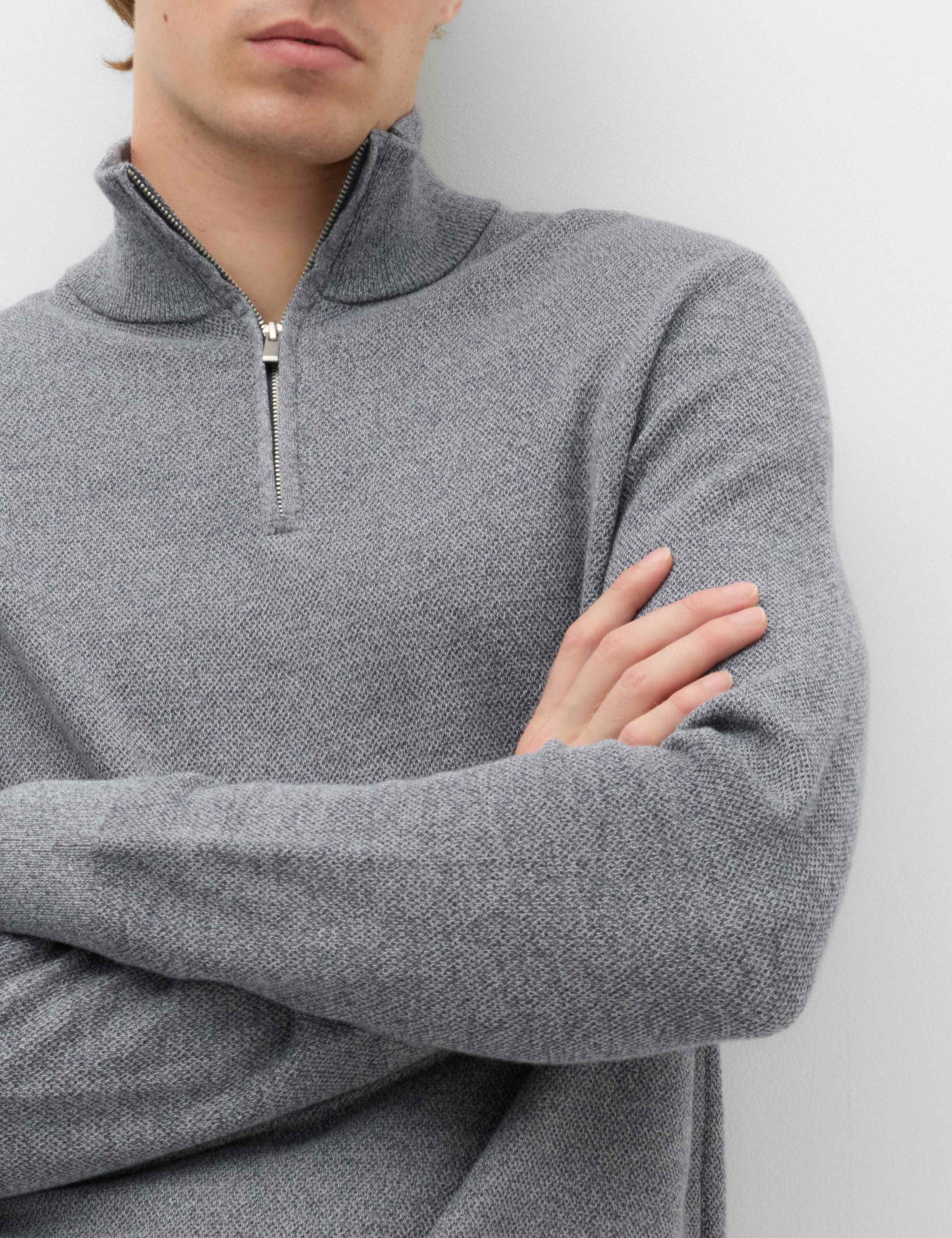 Pure Cotton Textured Half Zip Jumper 4 of 6