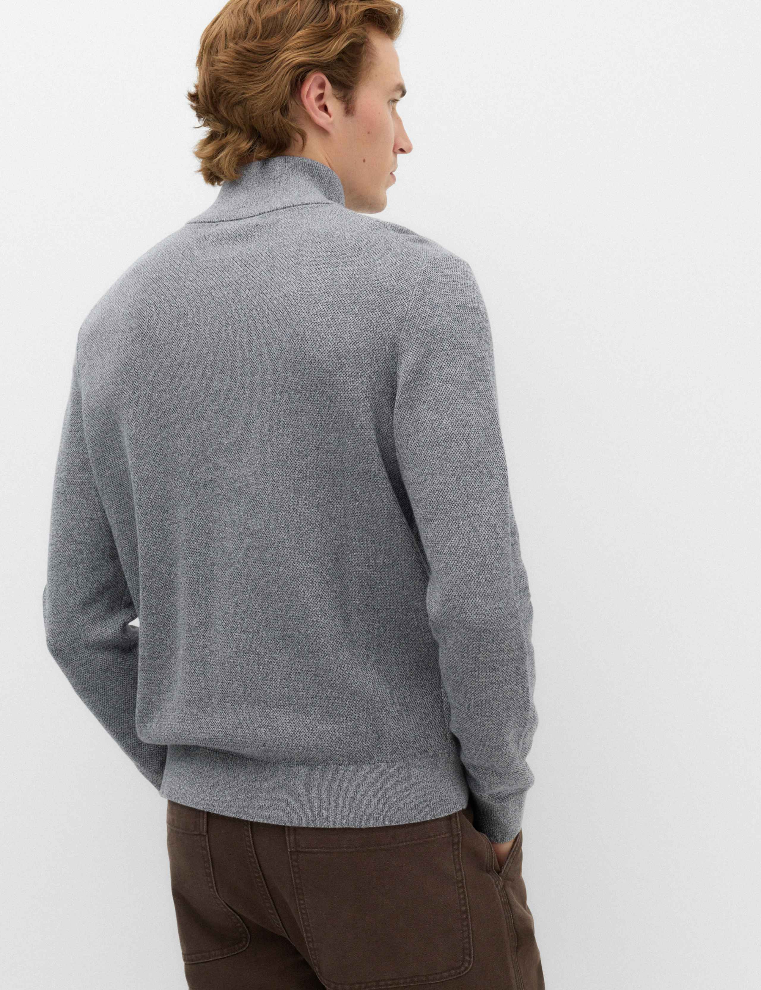 Pure Cotton Textured Half Zip Jumper 5 of 6
